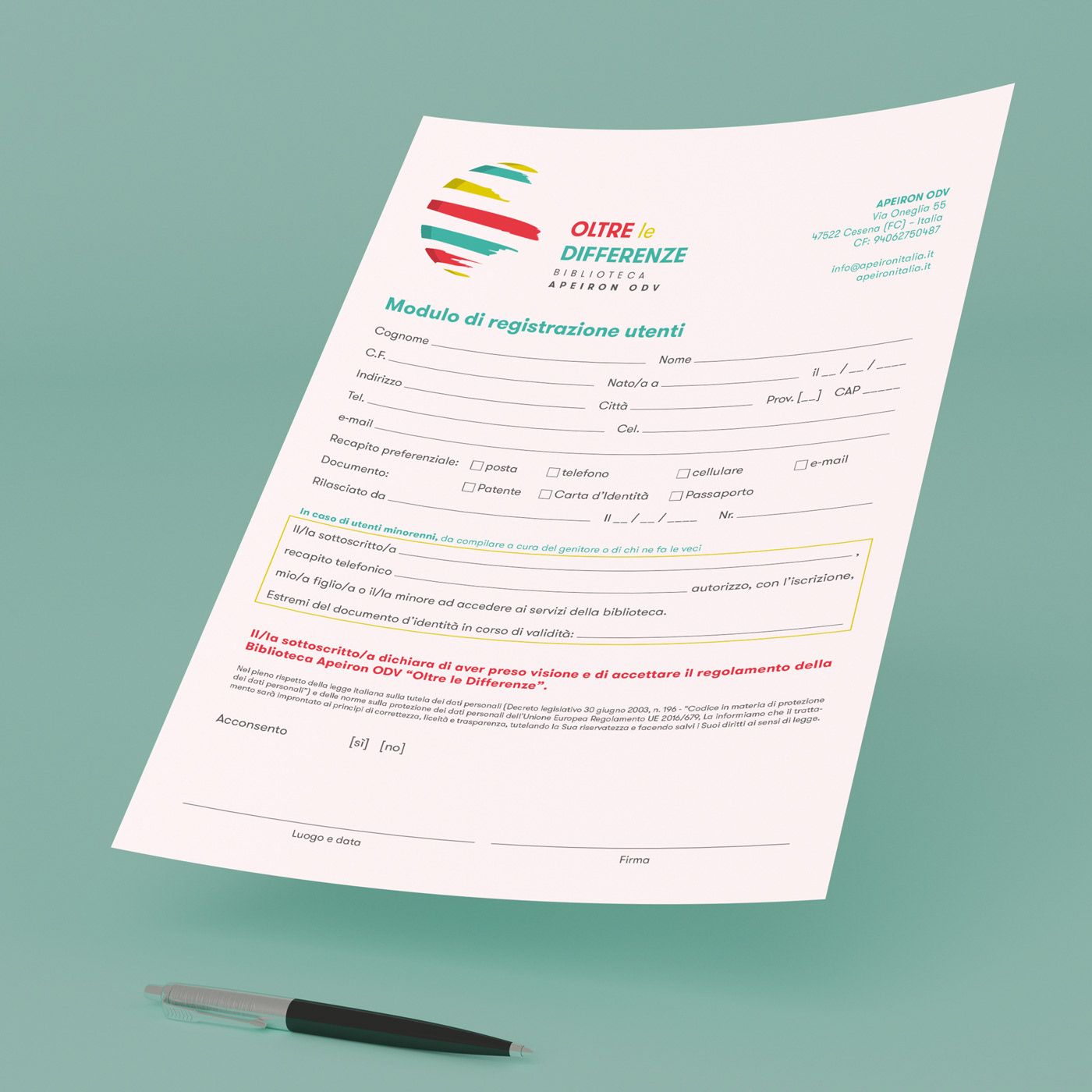 Modulo di adesione alla biblioteca
