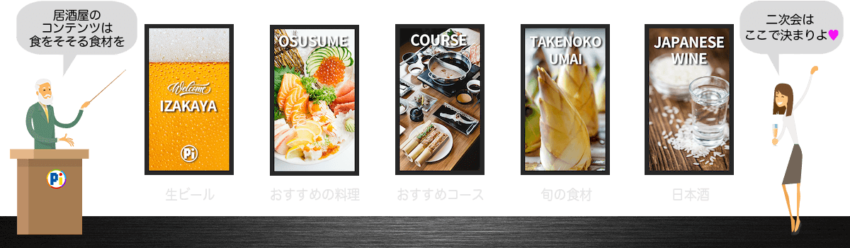 デジタルサイネージ・コンテンツのアイデア 【フード・居酒屋】