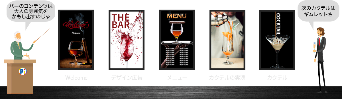 デジタルサイネージ・コンテンツのアイデア 【フード・バー】