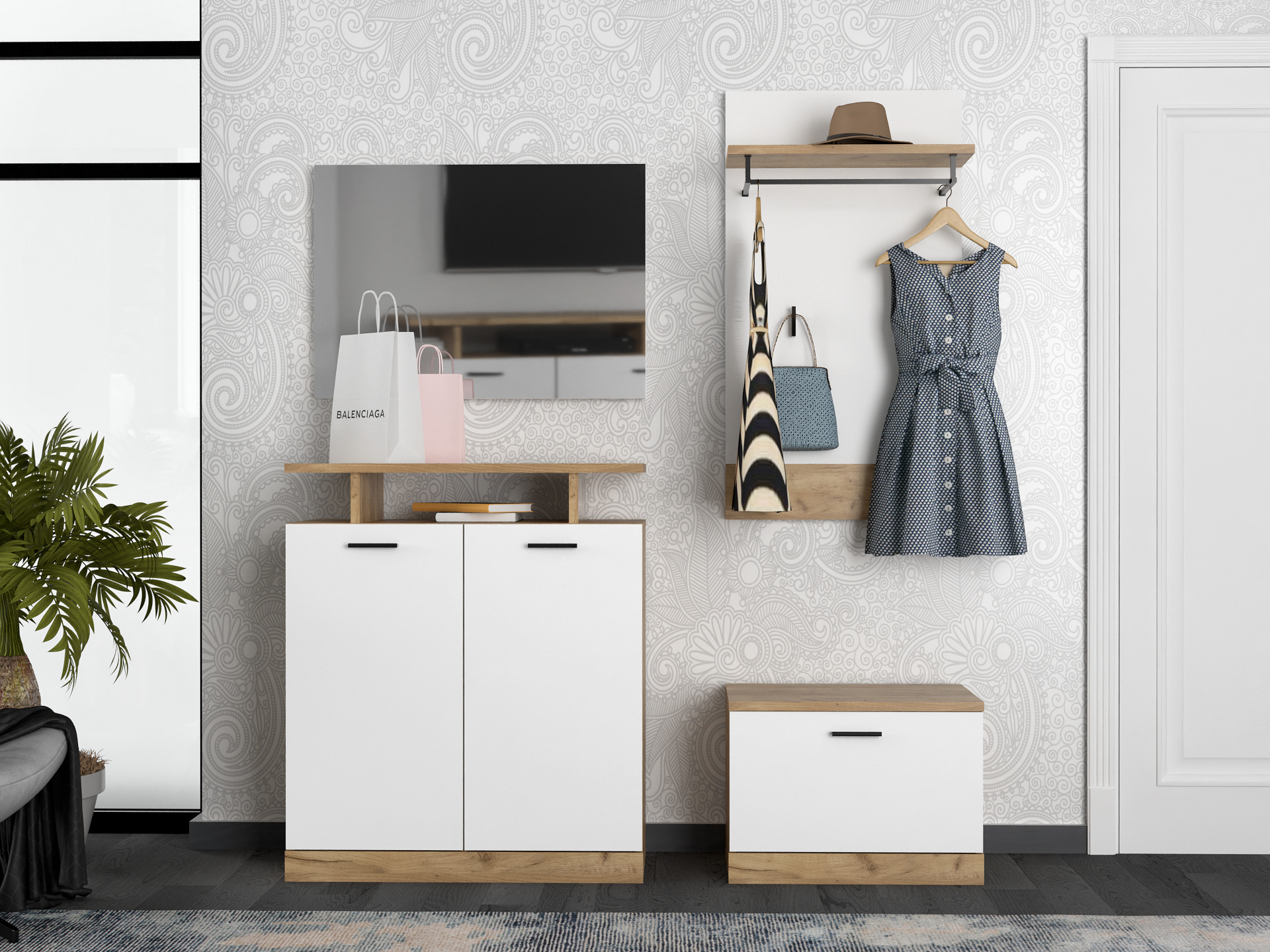 Dores SET 1. kraft golden oak - white
