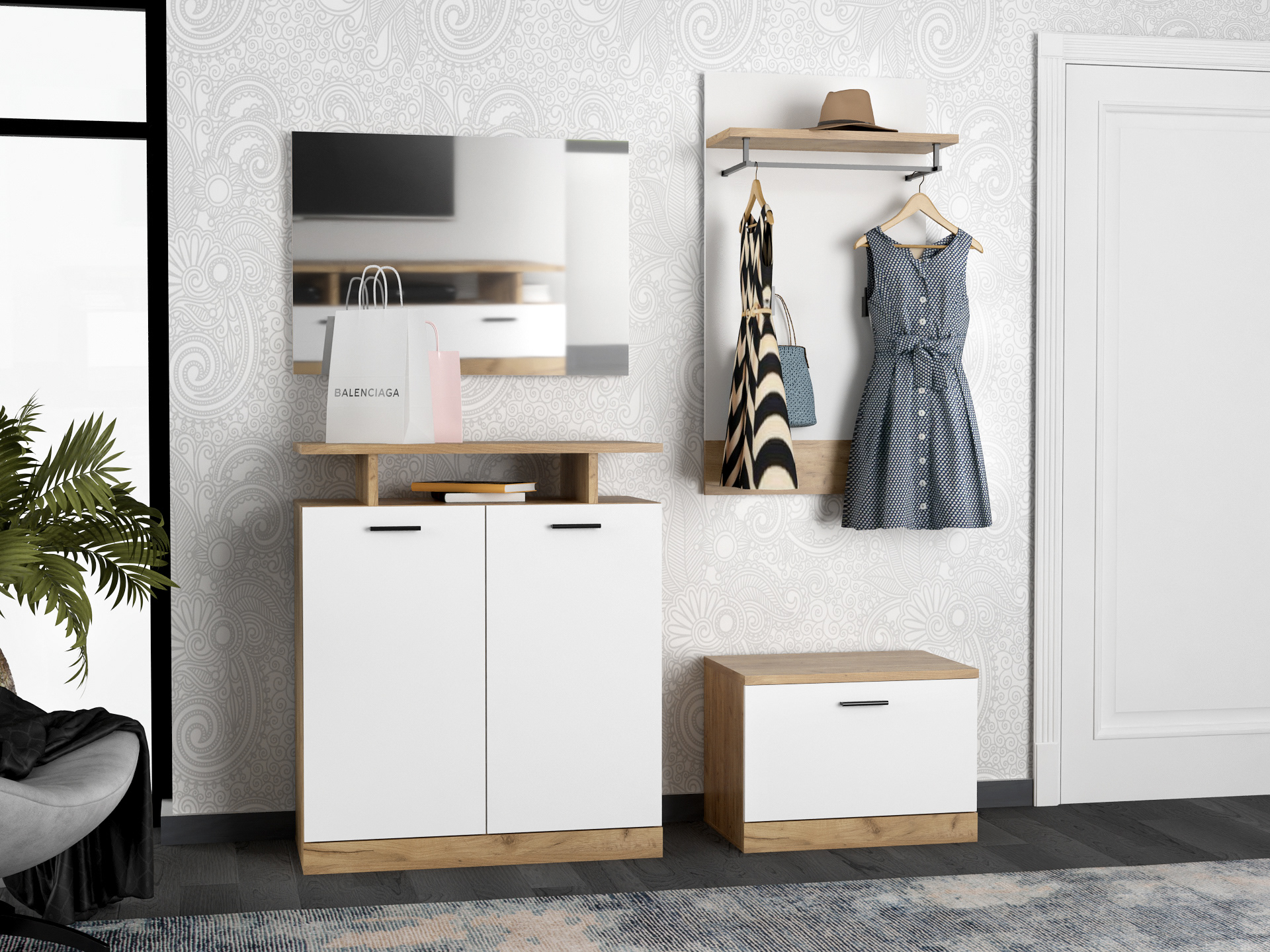 Dores SET 1. kraft golden oak - white