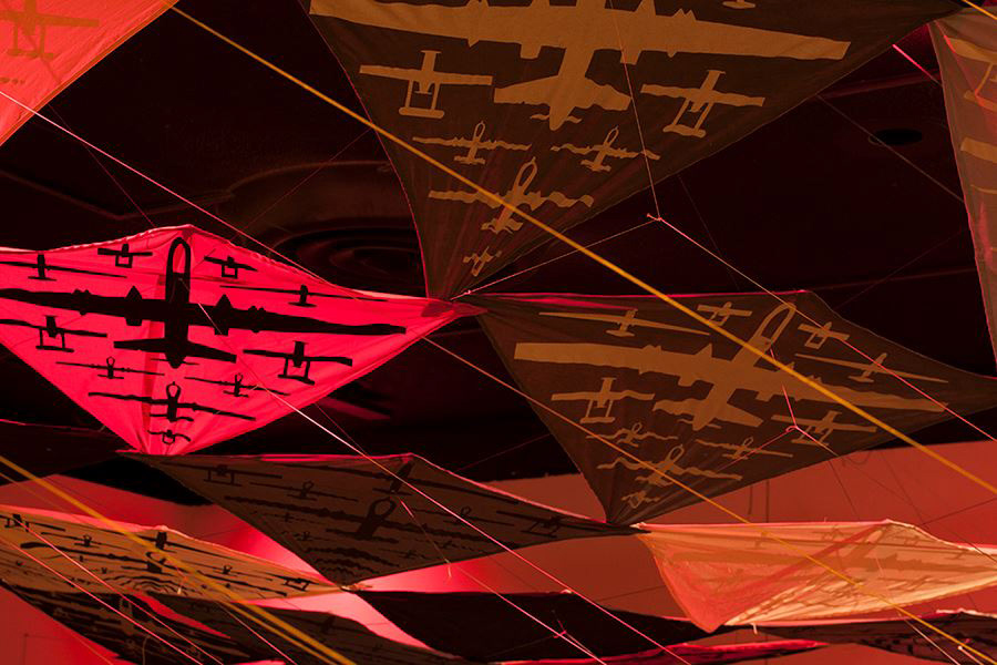 Close-up of the Drone Target Kites. Each drone is one that is used in the US military.