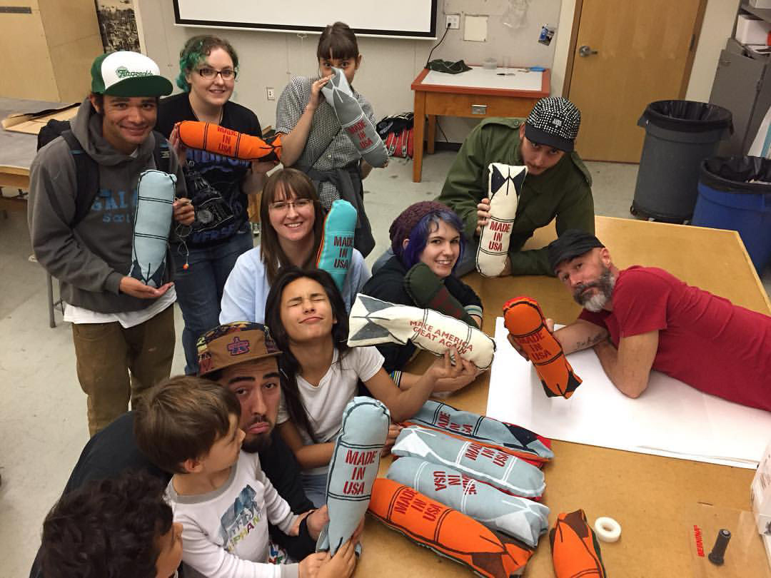 Visiting artist workshop at Sacramento City College with the printmaking students