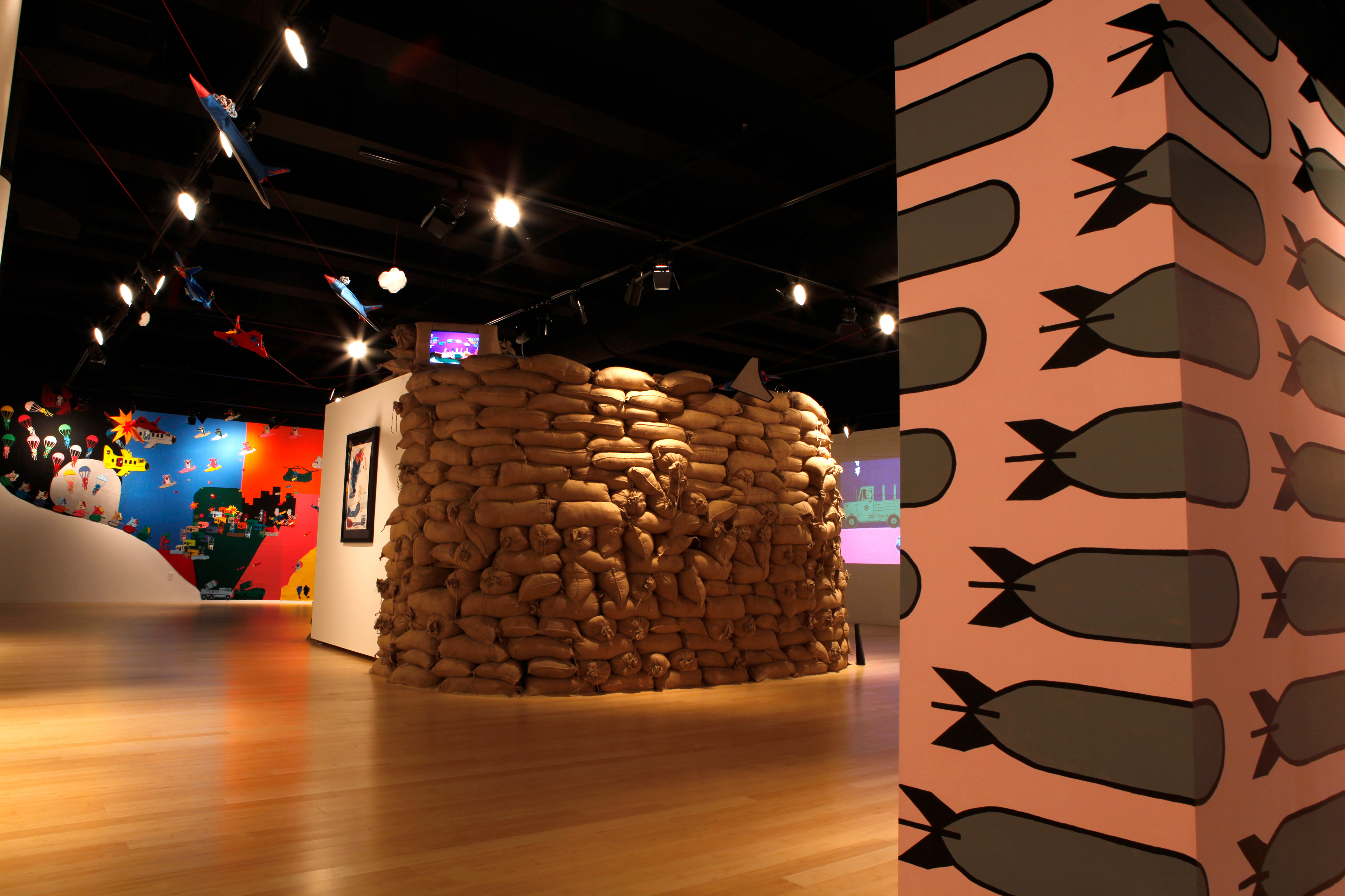 10-ton sandbag bunker with painting mounted inside