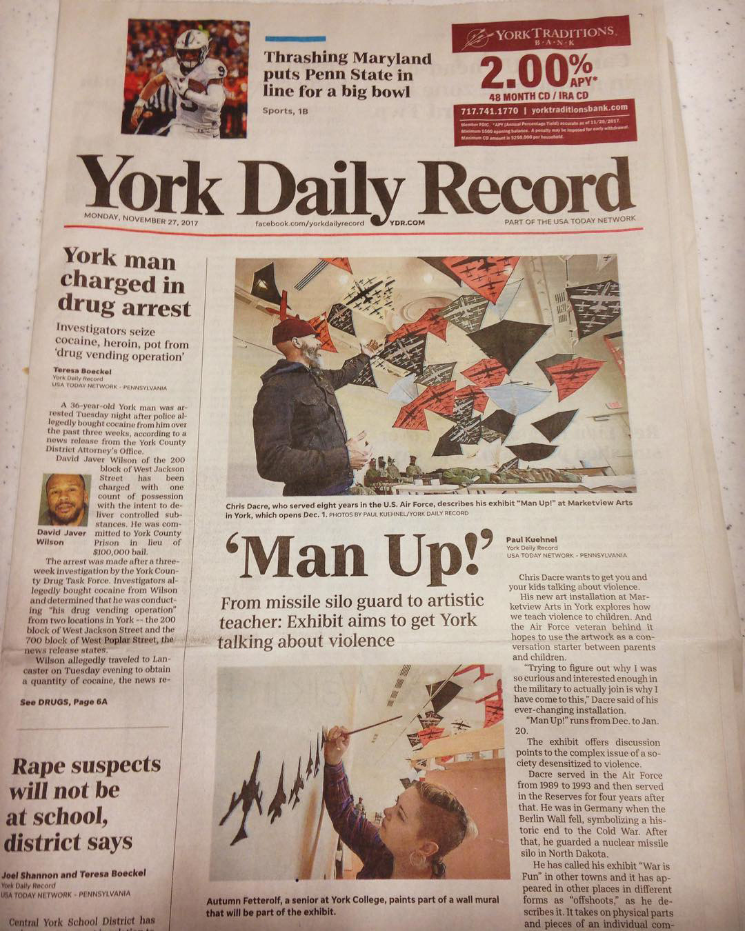 Write-up about MAN UP!, Marketview Arts Gallery, York, PA