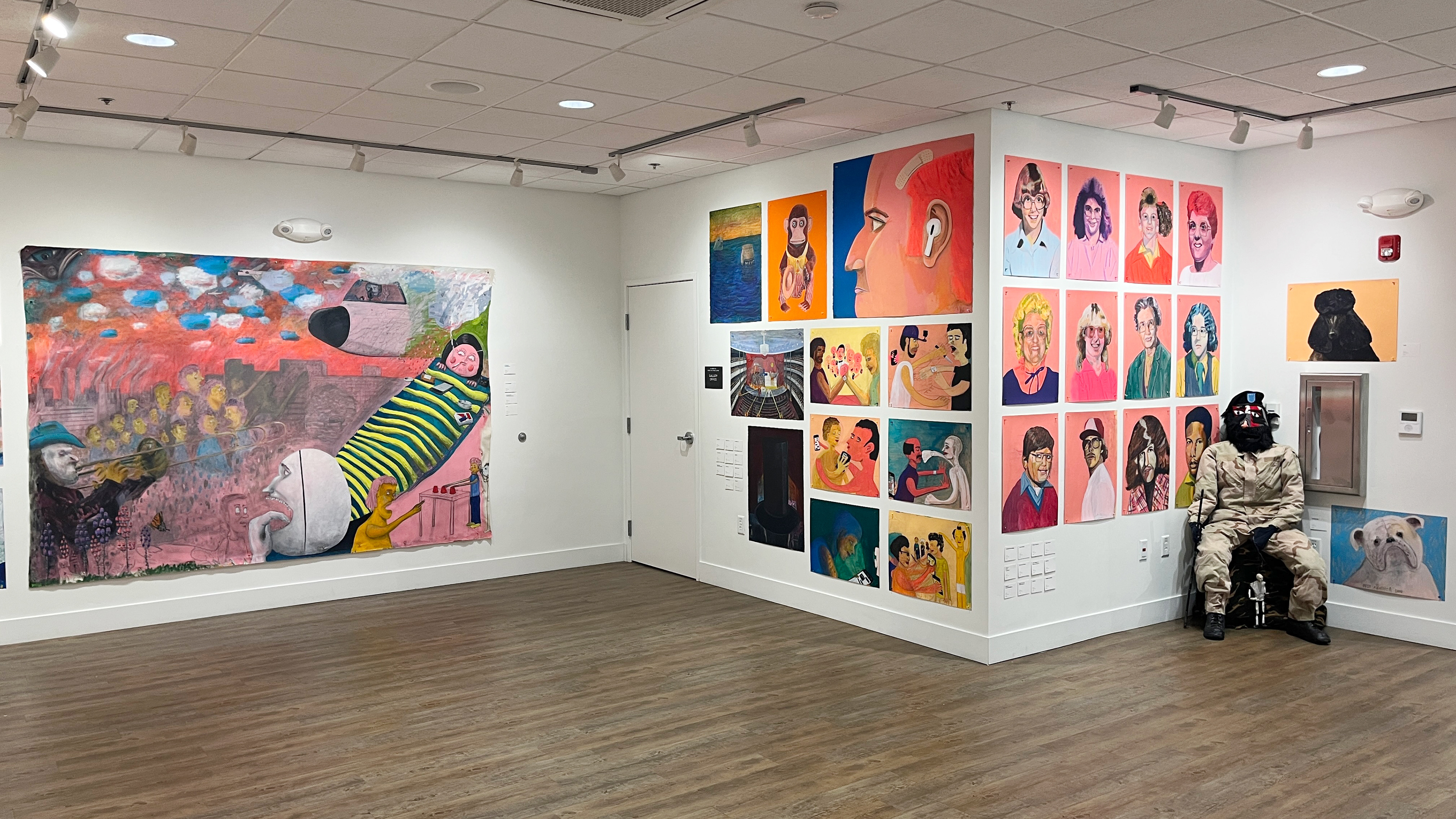 Acrylic on paper and Acrylic & Graphite on Canvas (6x9 ft. left)