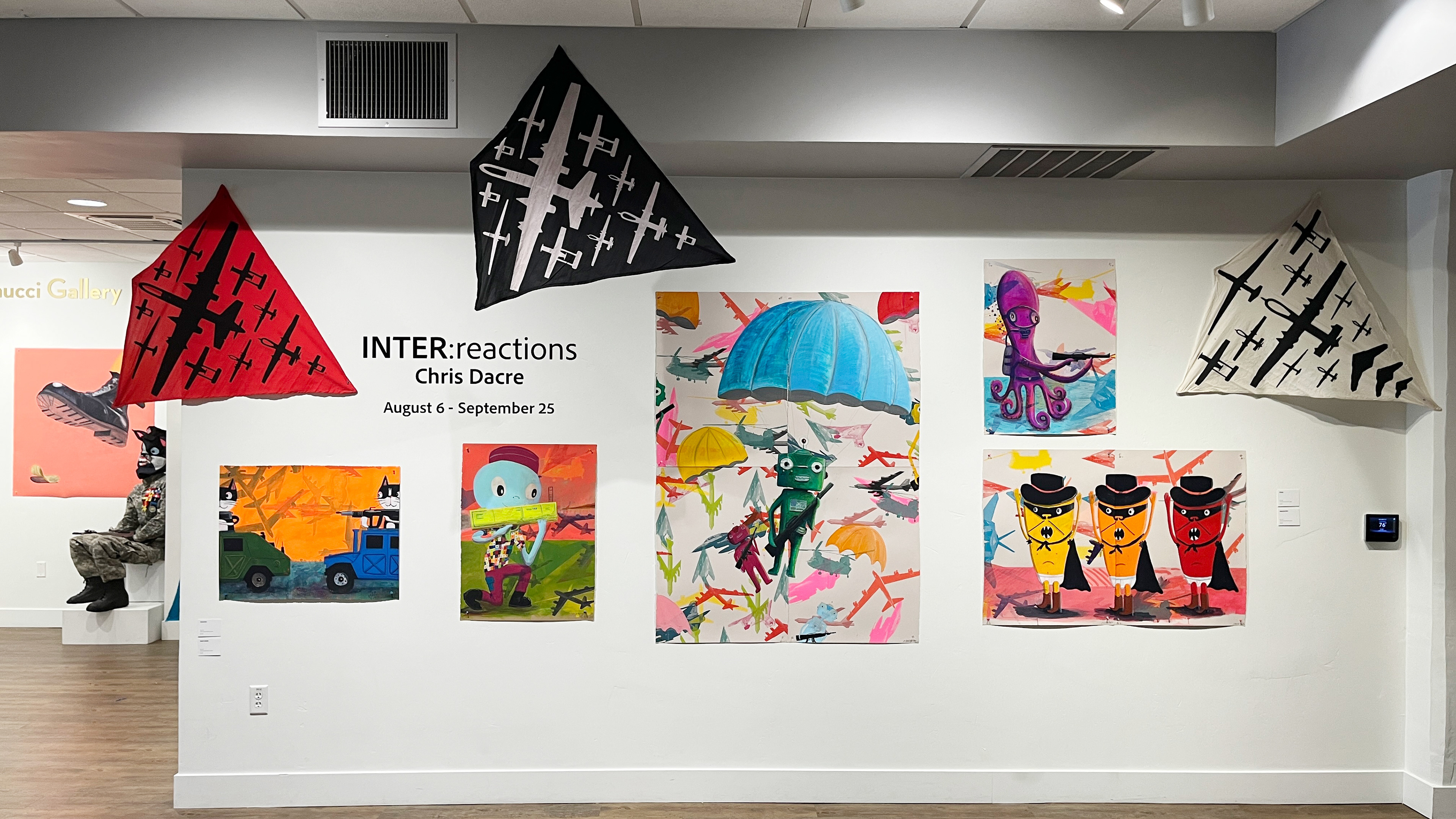 "Target Drone Kites" Screen Print on Fabric, Hand-sewn. Acrylic and Screen Print on Paper