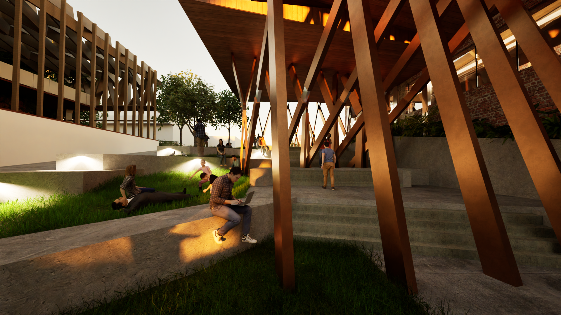 Park underneath building