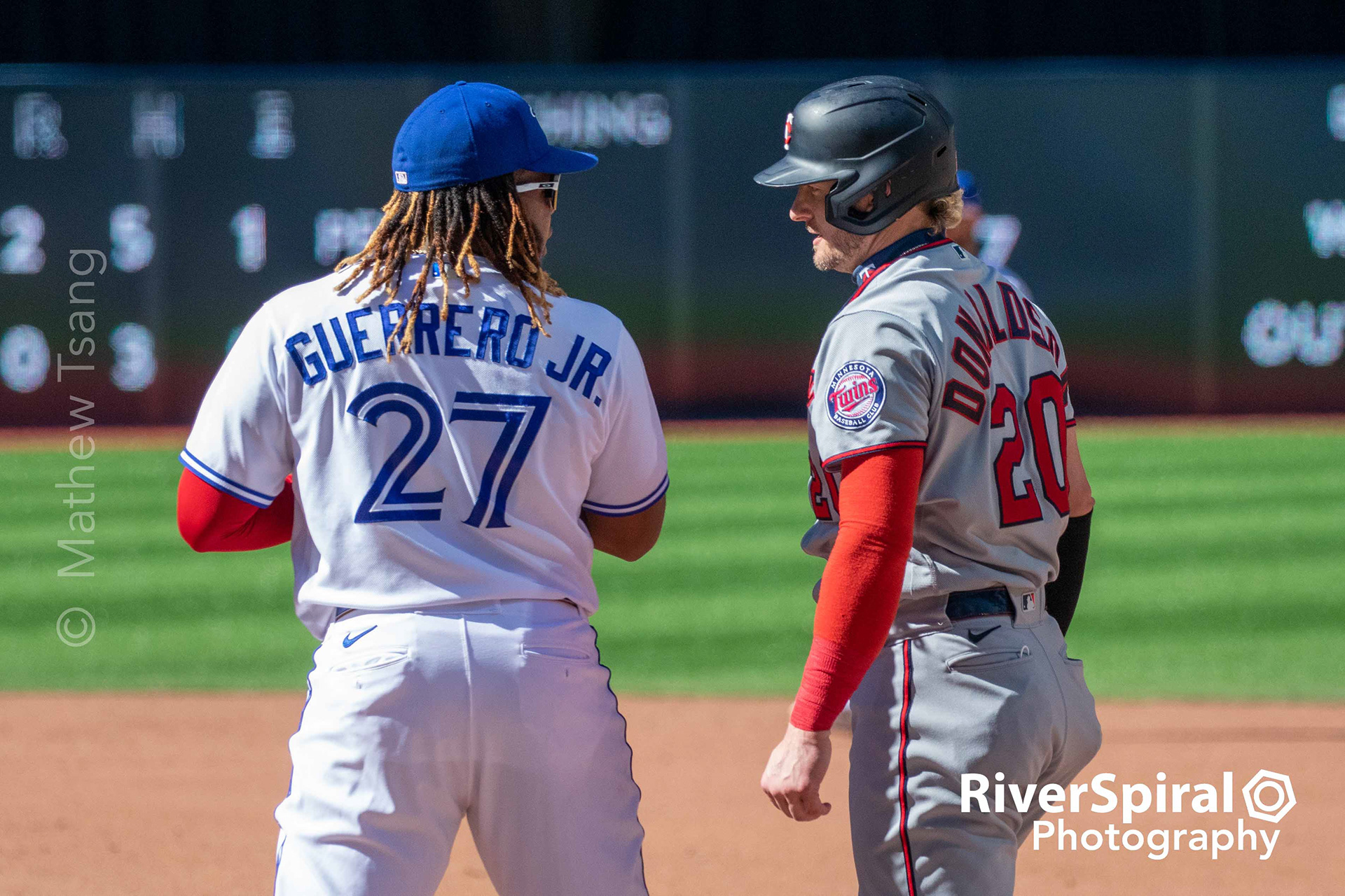MVPs chatting at first base.