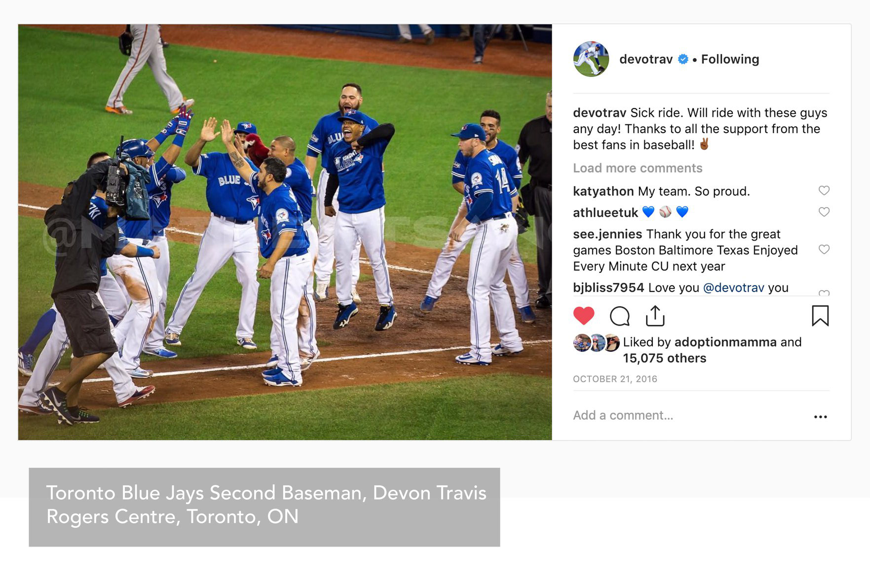 Toronto Blue Jay, Devon Travis.