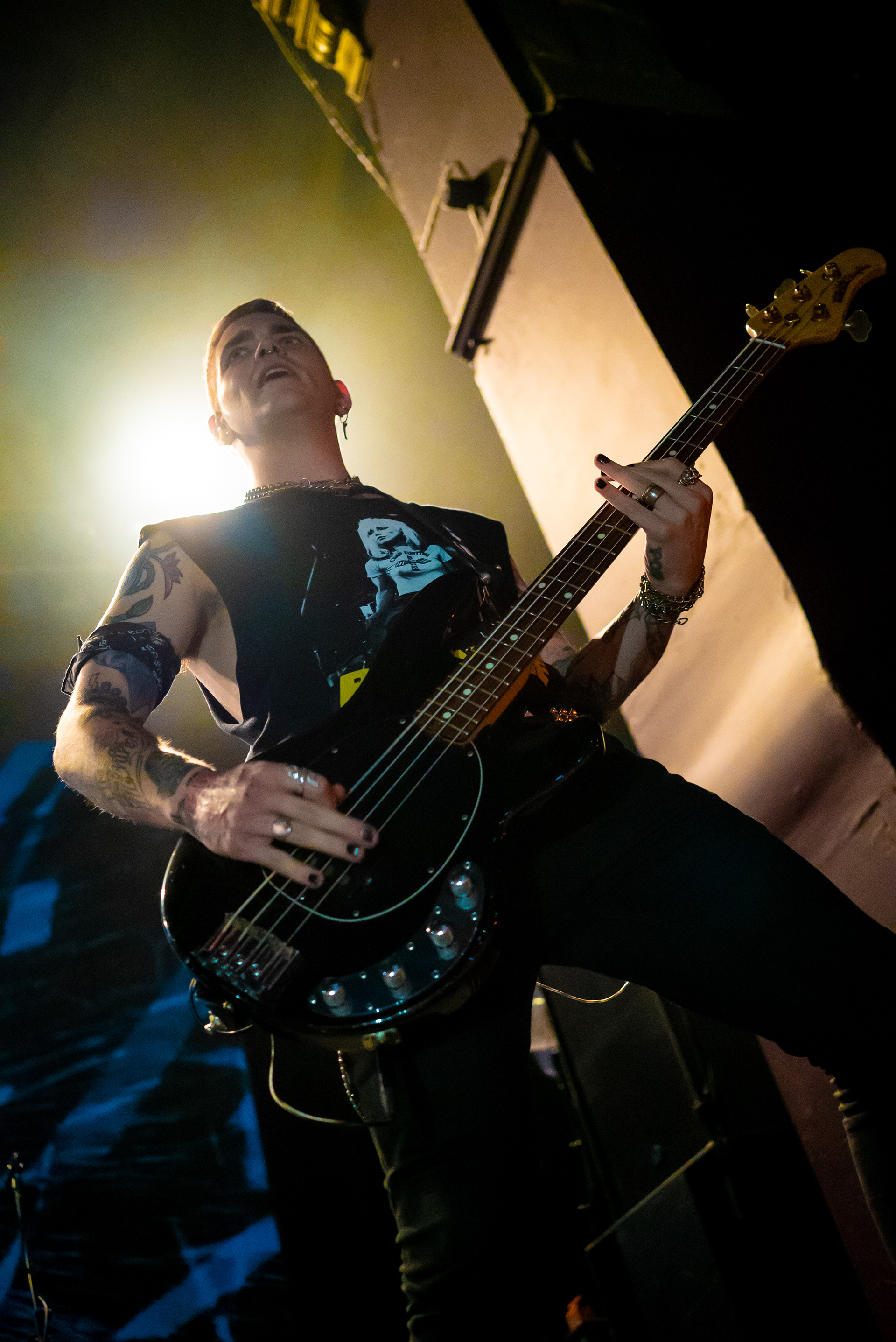 Mike Naran playing his bass guitar