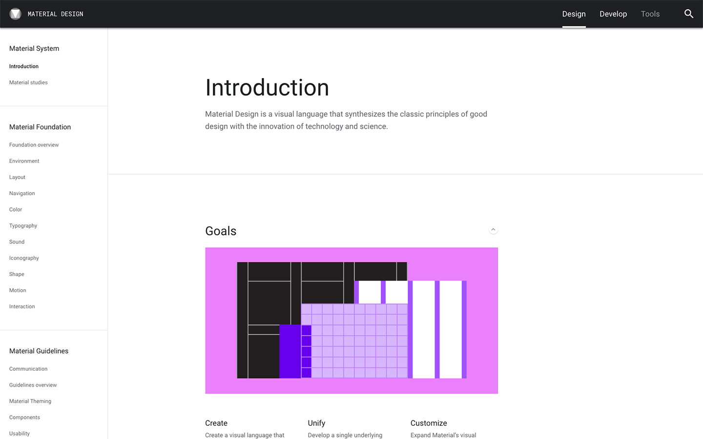 Google Material Design desktop website