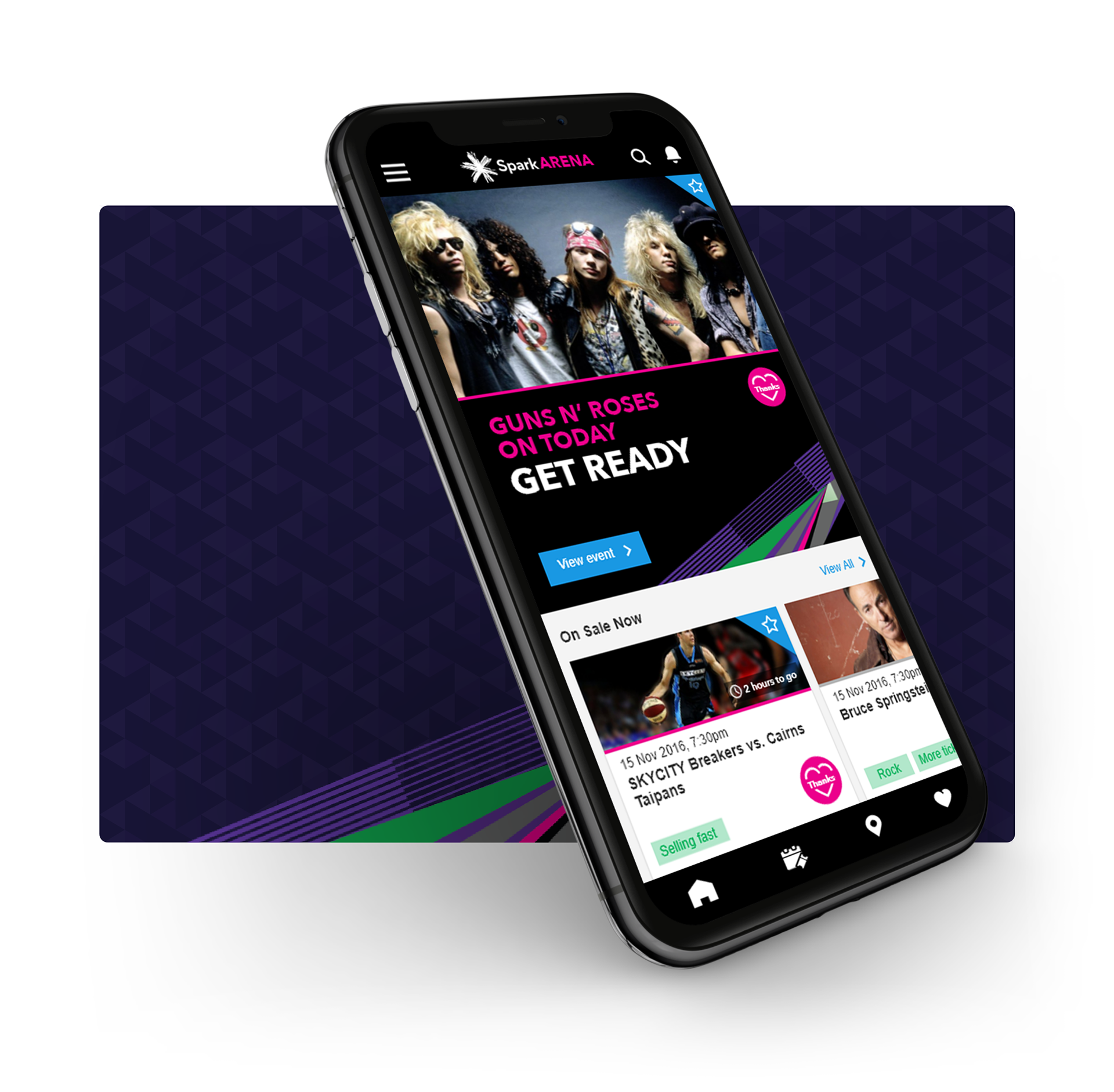 iPhone with Spark Arena App