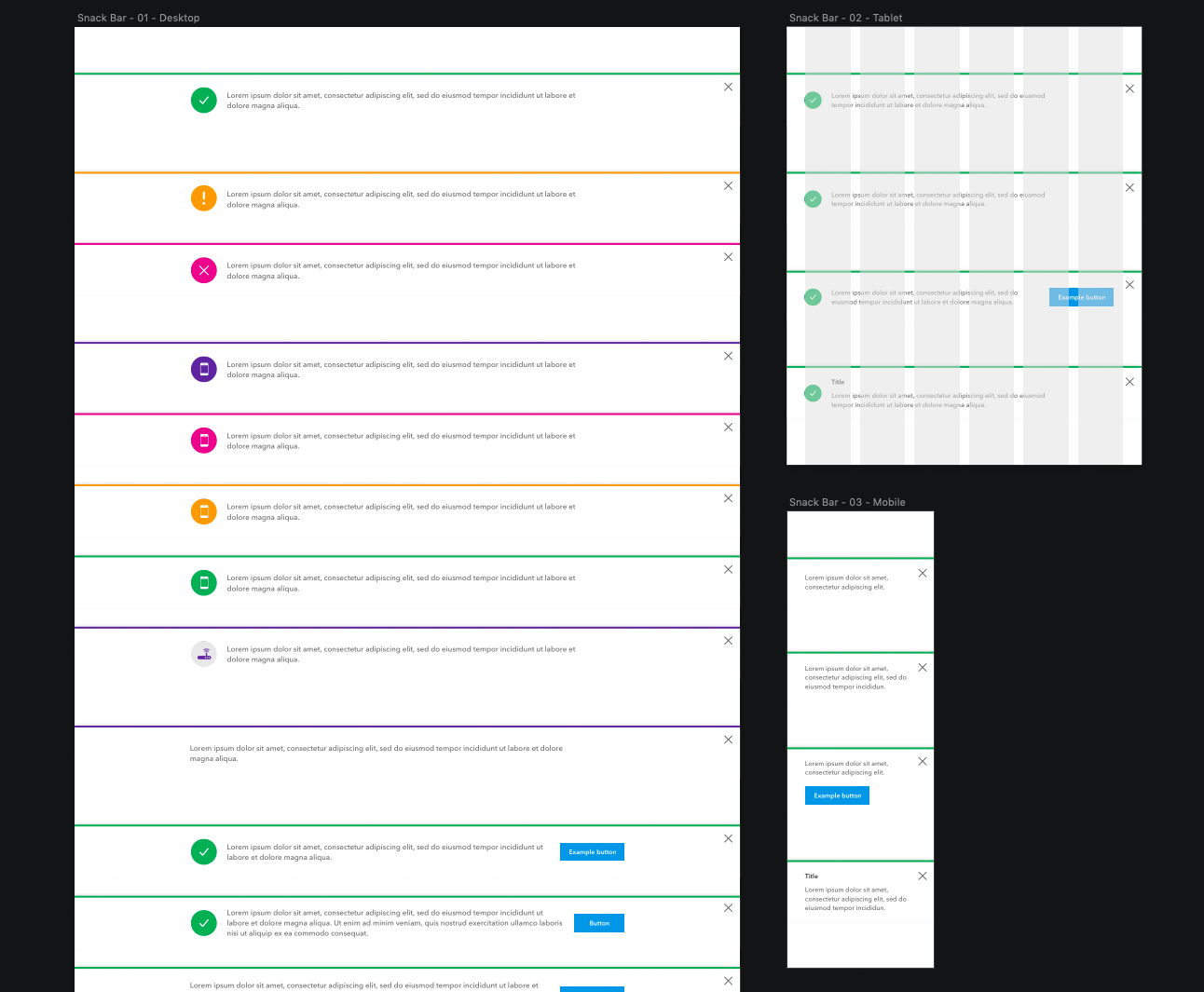 Snack bar component for the design system