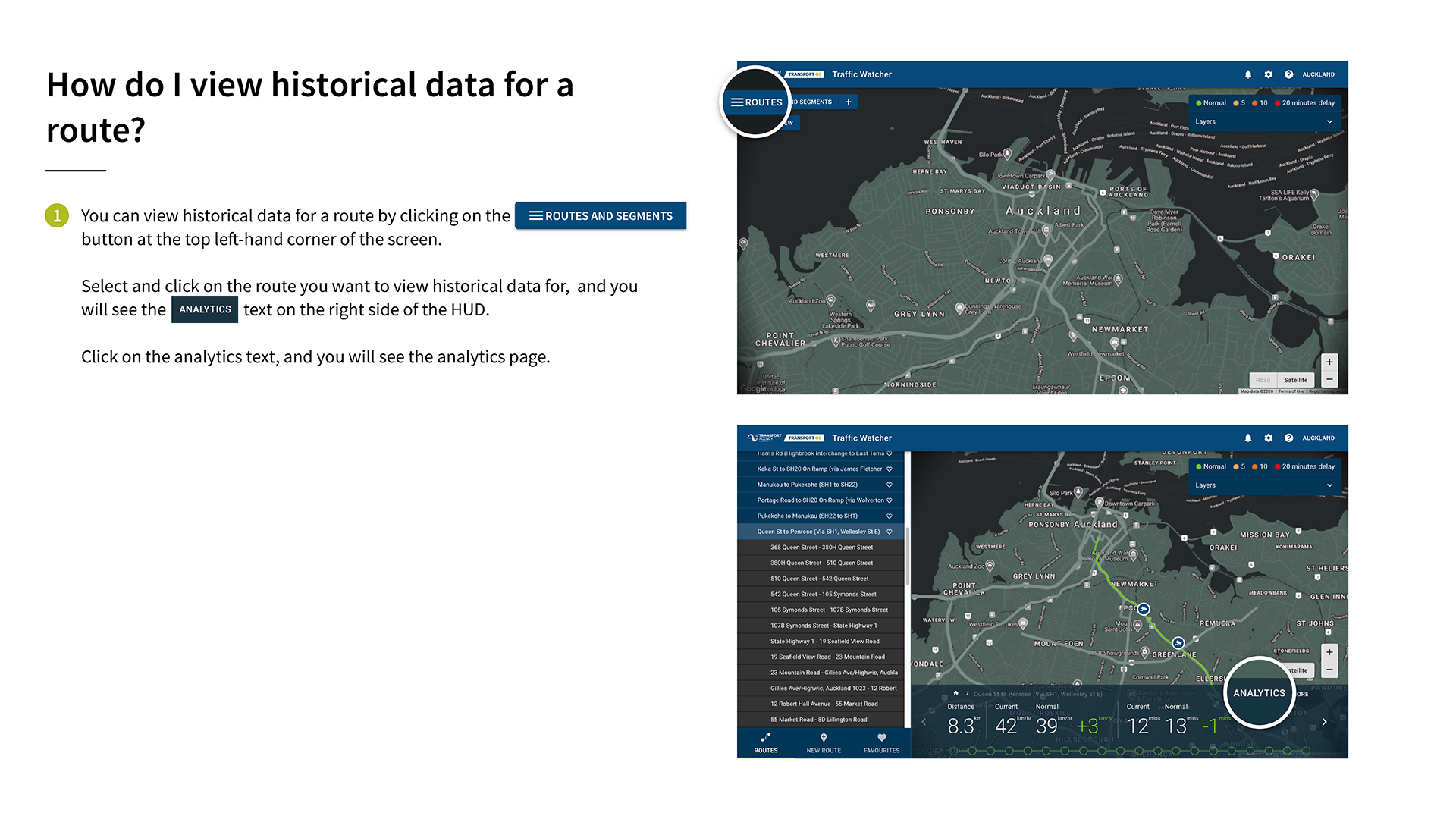 Traffic Watcher Analytics training document page 3