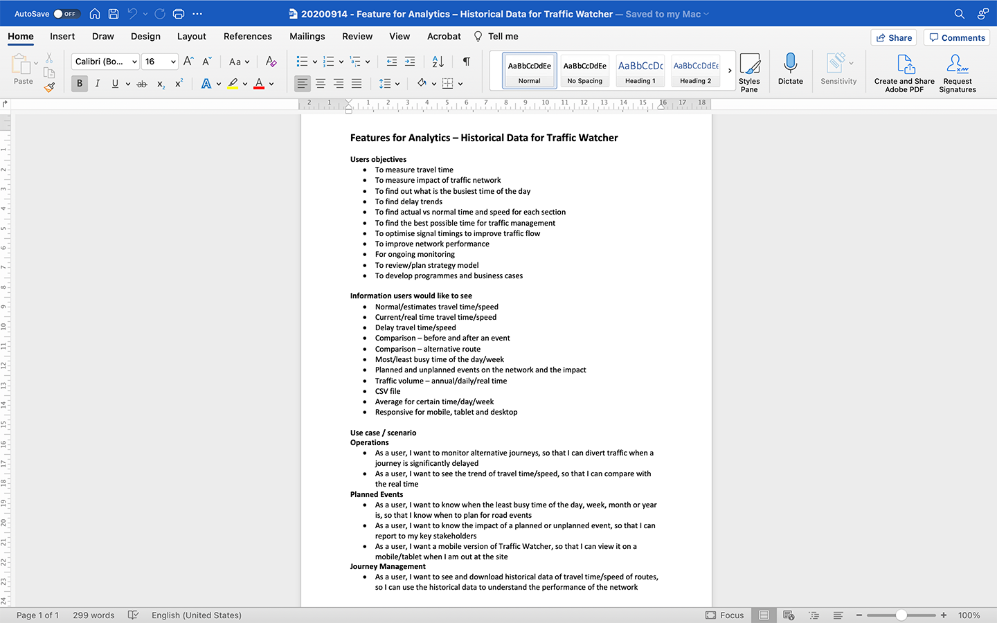 Traffic Watcher Analytics use cases and features document