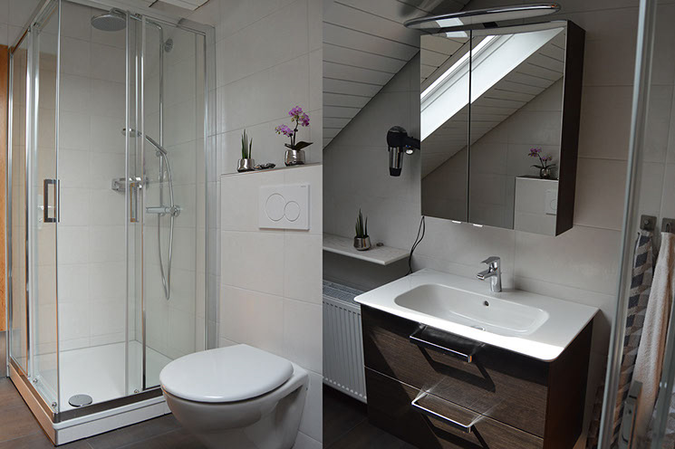 das moderne Bad mit Regendusche