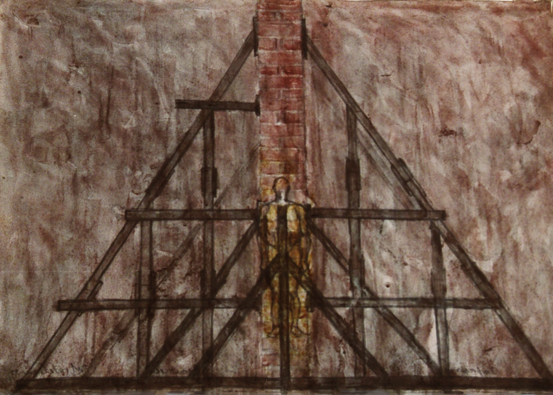 "Re-construction" 1999. water color, oxide and pencil. 55 x 75 cm