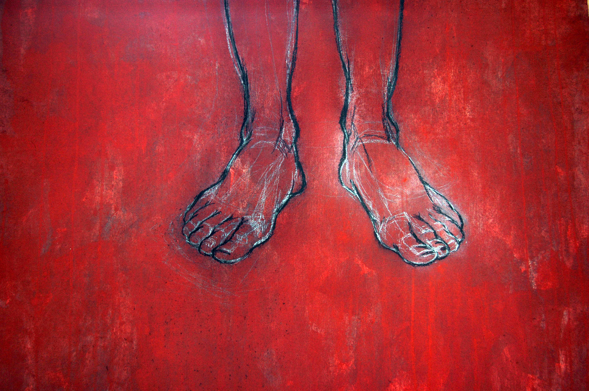 "Mirror" 2013. natural pigment, dry pastel. 130 x 90 cm.