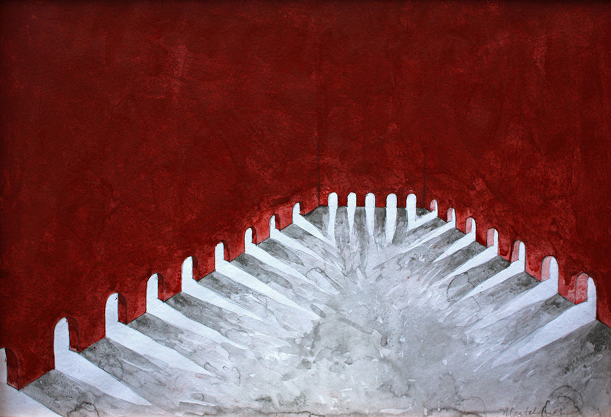 From the series Correspondencias "Solo un puerta sera suficiente" 2008. natural pigment, graphite. 70 x 100 cm.