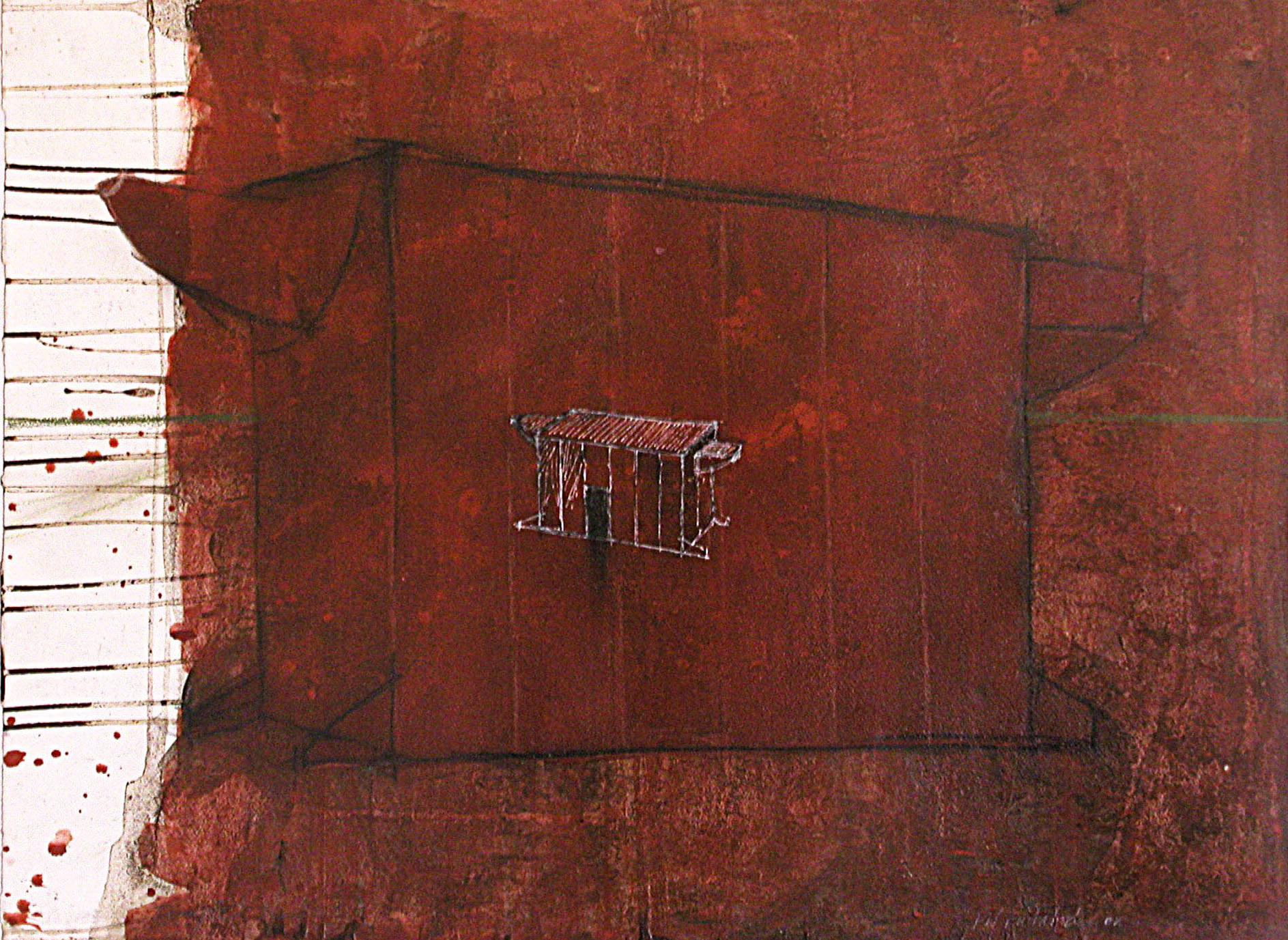 "Temple" 2002. natural pigment, pencil. 100 x 70 cm