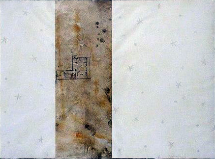 From the series Princesa Mya, "23 rue A.L" 2002. natural pigment, wall paper. 100 x 70 cm.