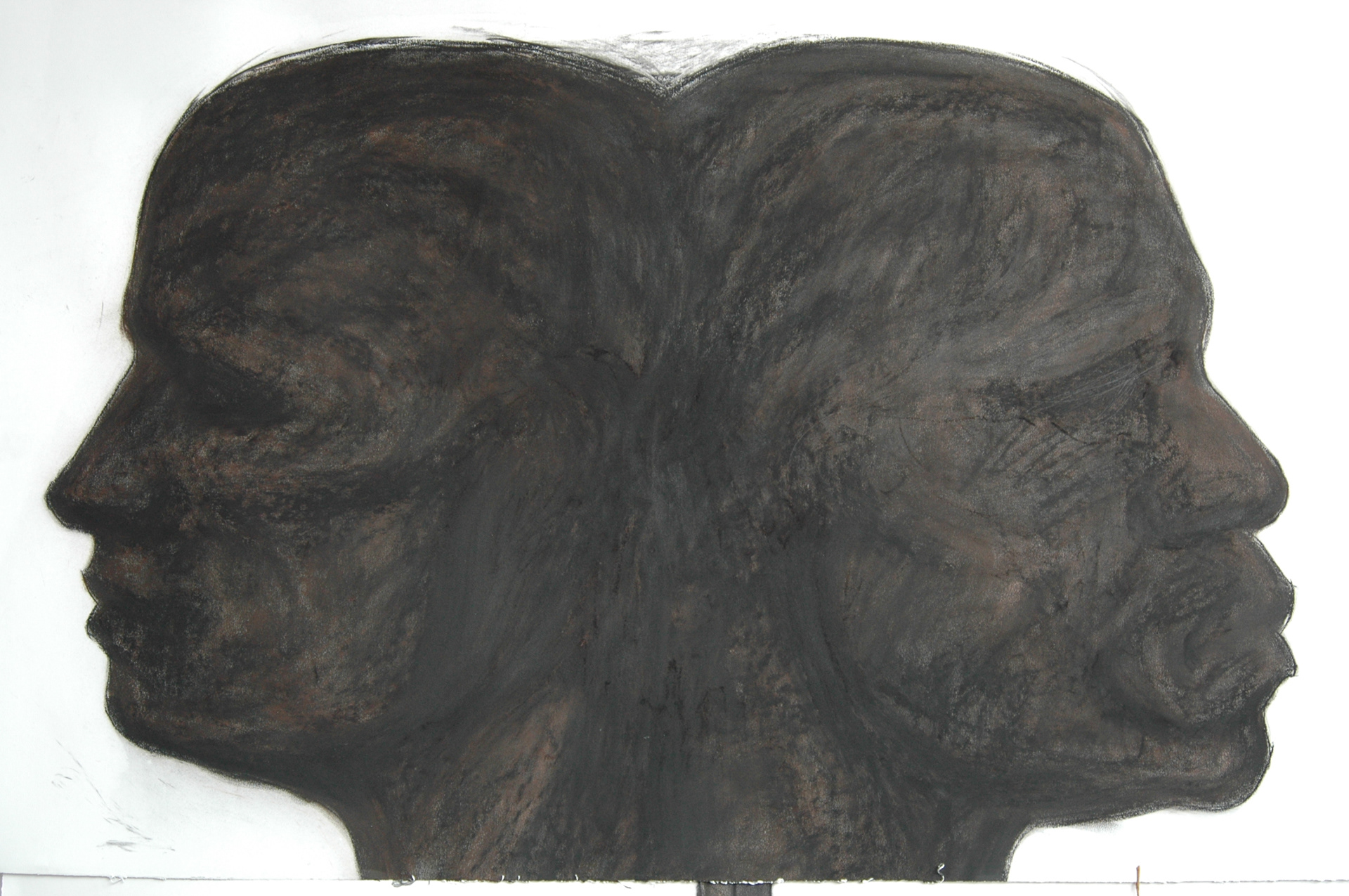 "Janus" 2014. graphite, charcoal. 125 x 125 cm.