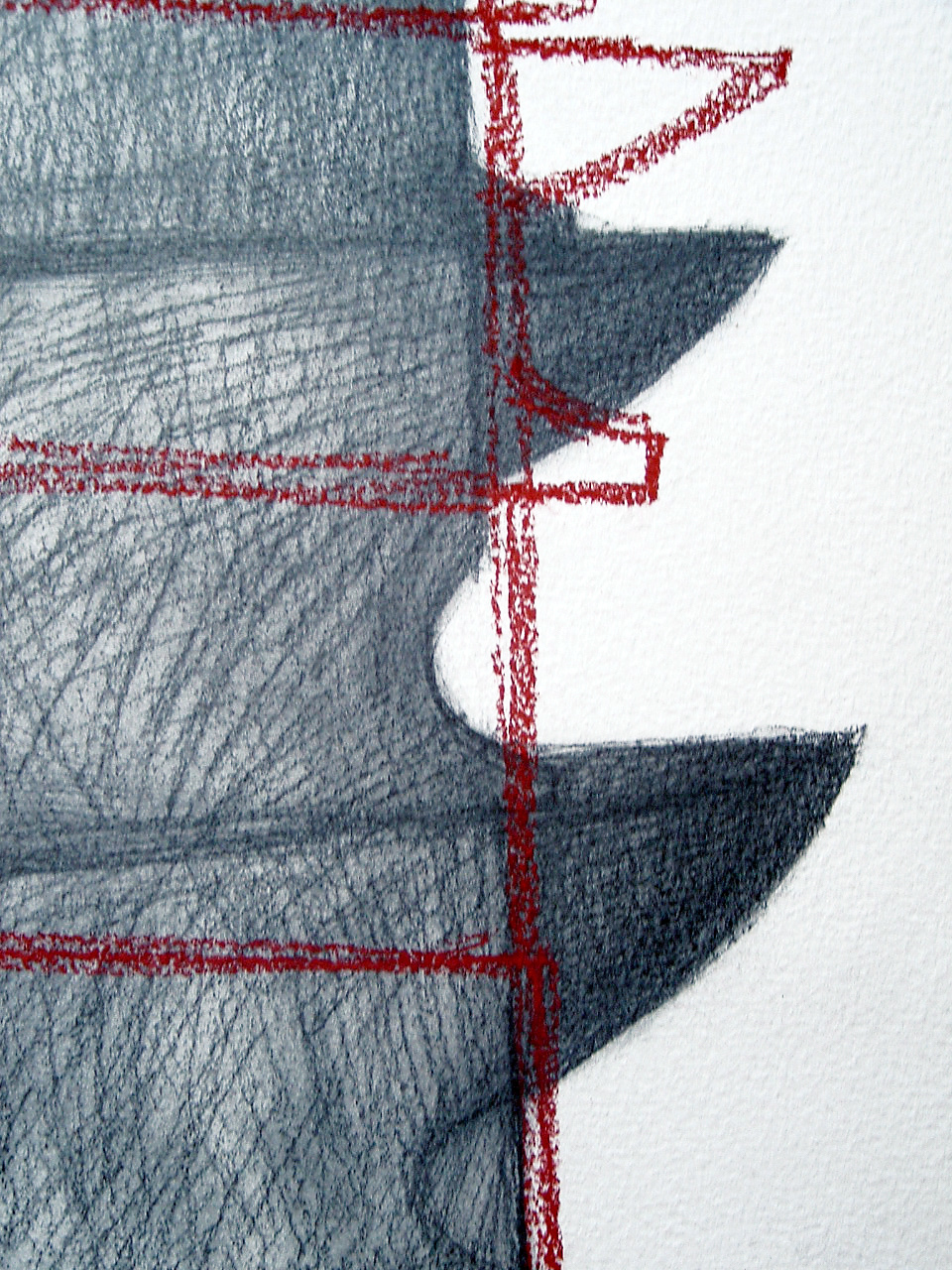 "Epine vertébrale" 2003. graphite, dry pastel. 75 x 55 cm.