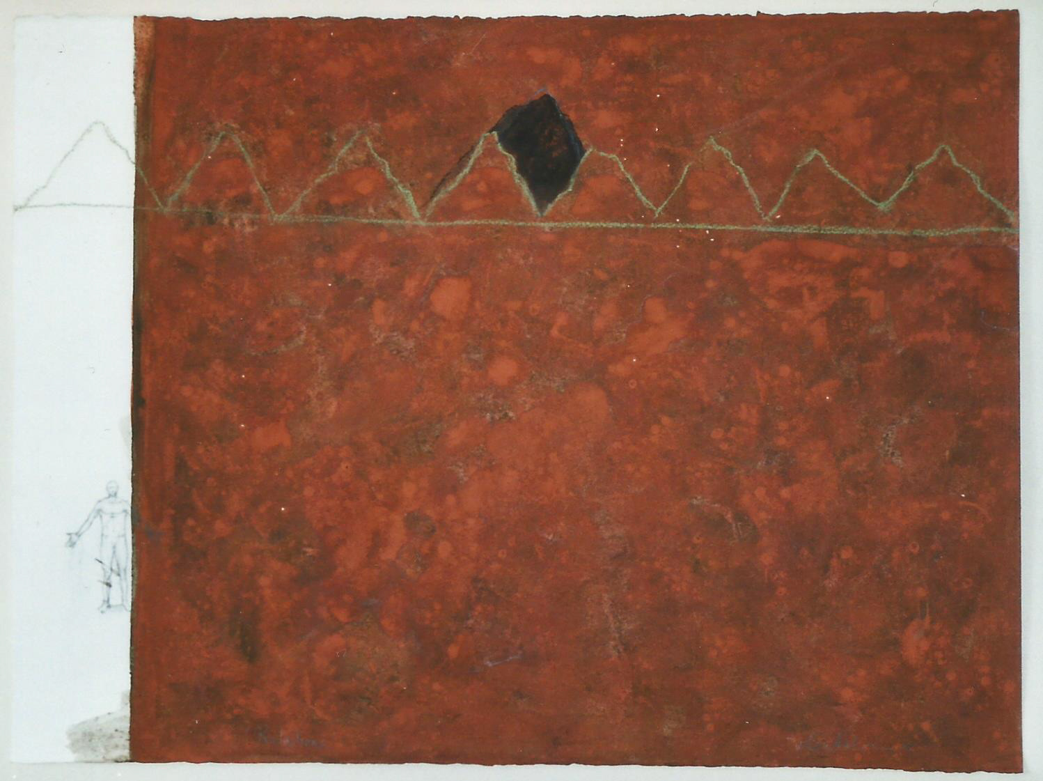 "Mountain" 2002. natural pigment, pencil. 100 x 70 cm