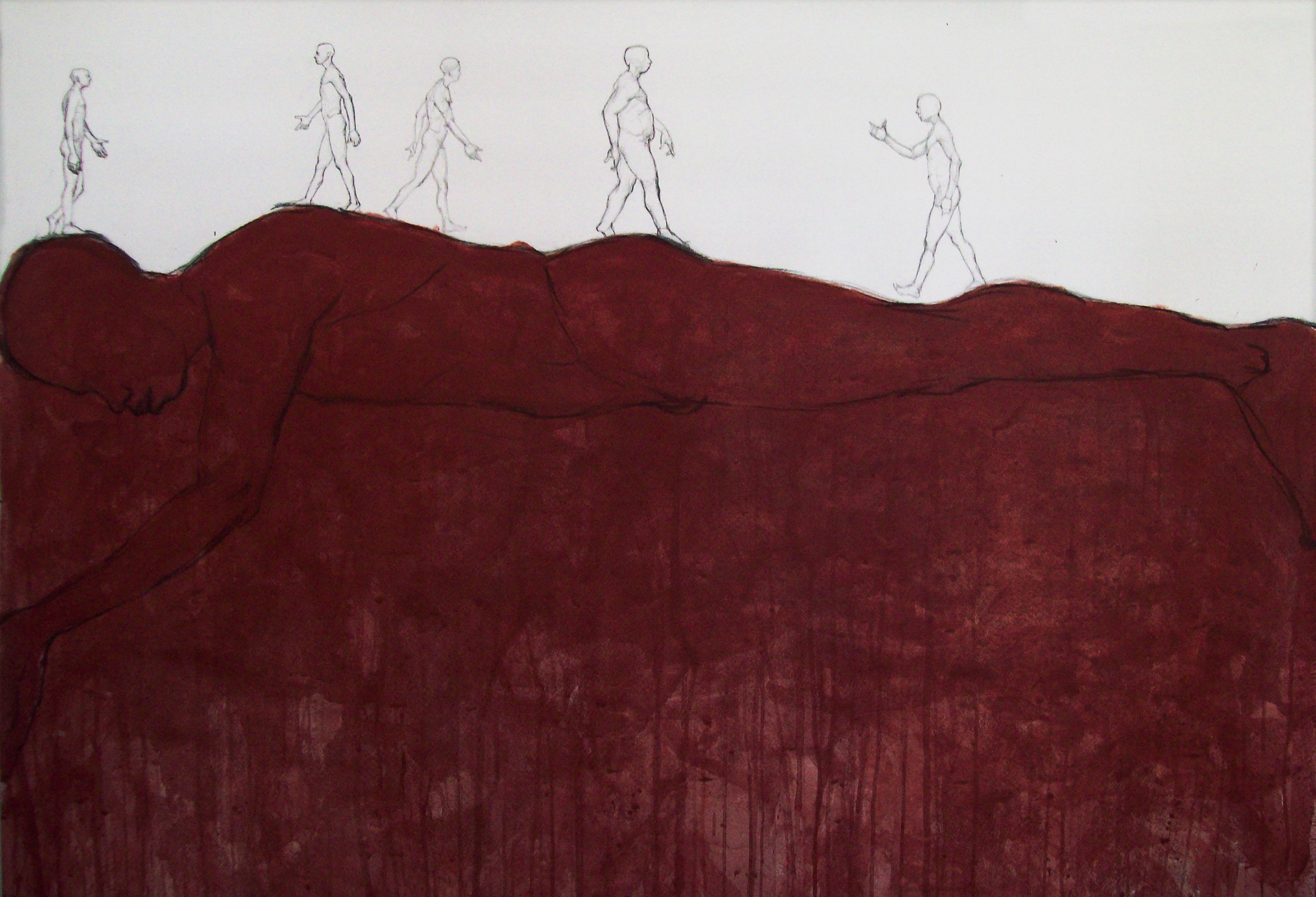 "Atlante" 2010. natural pigment, graphite. 125 x 125 cm.  Collection M. Chris Von Christierson.