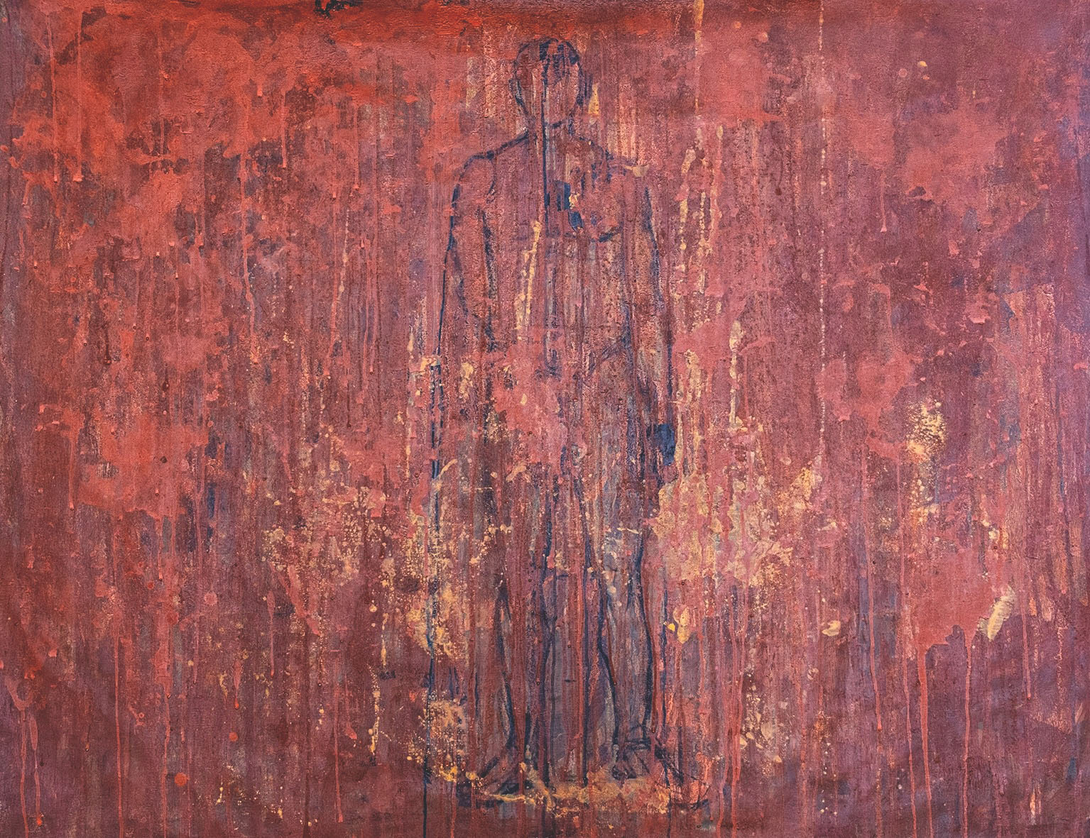 "El llanto del cuerpo" 2025. natural pigment, dry pastel. 130 x 100 cm.