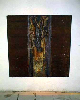 "Sobre la conciencia del tiempo" 1999. metal, soldado y acido. 150 x 150 cm