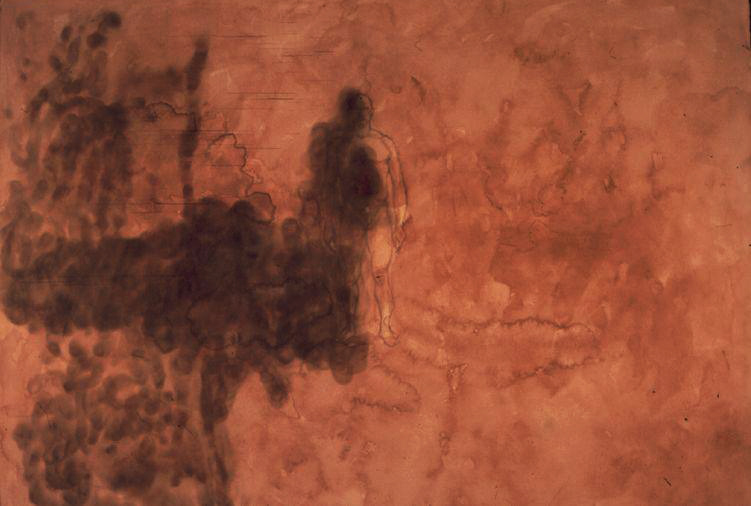 "Burning it all" 2000. dry pastel, pencil. 55 x 75 cm