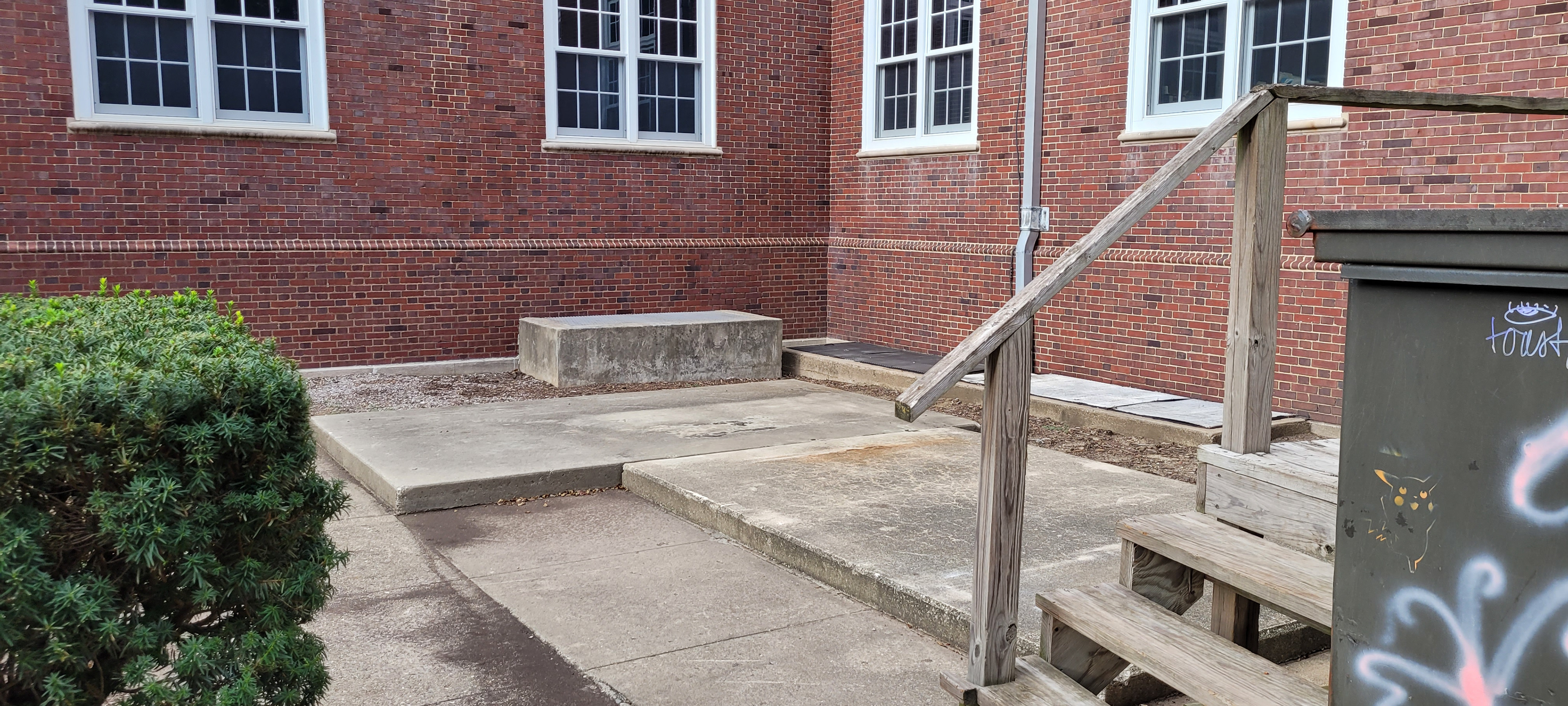Empty concrete sits without any generator and is a tripping hazard