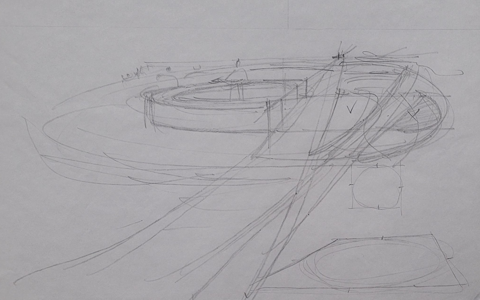 Preliminary perspectival sketches