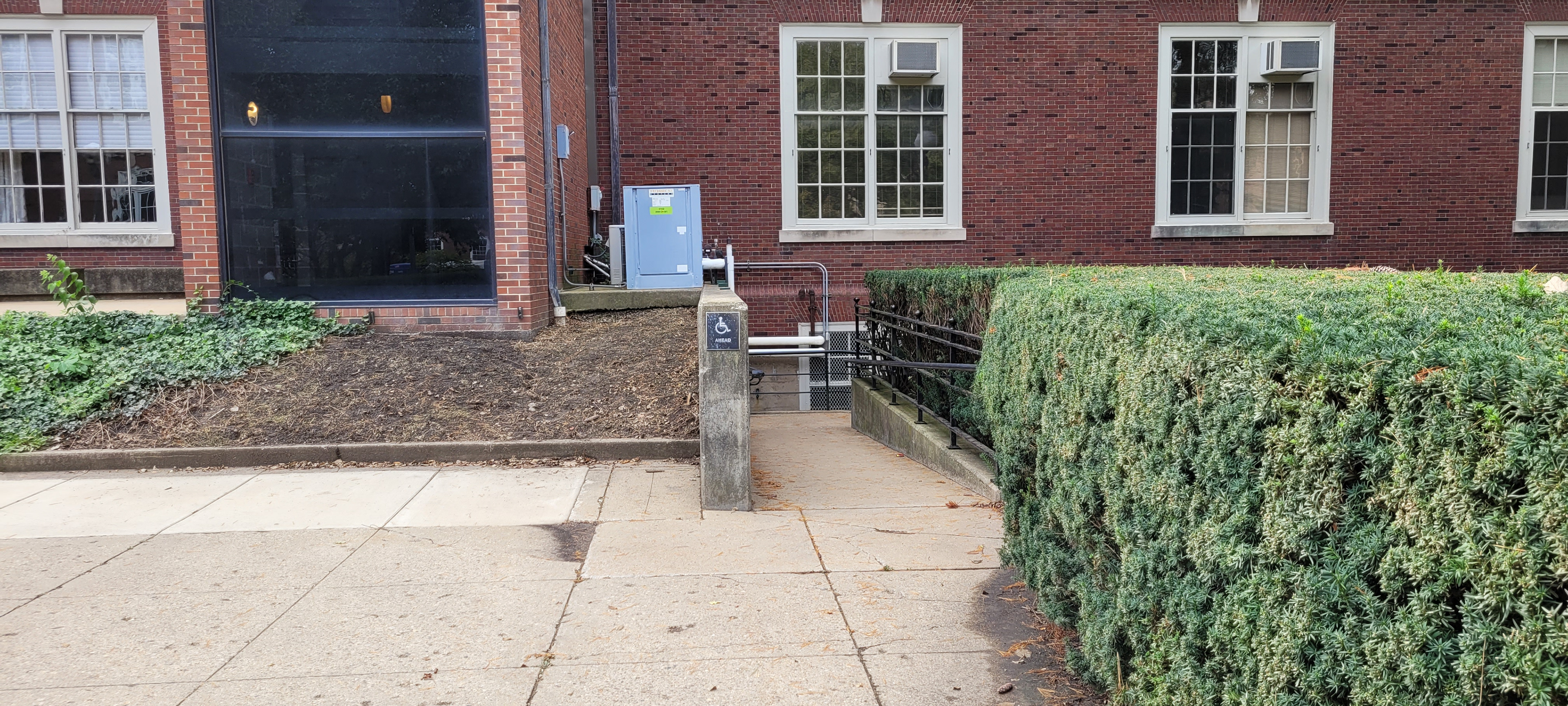 The only accessible entrance to the building enters through the basement