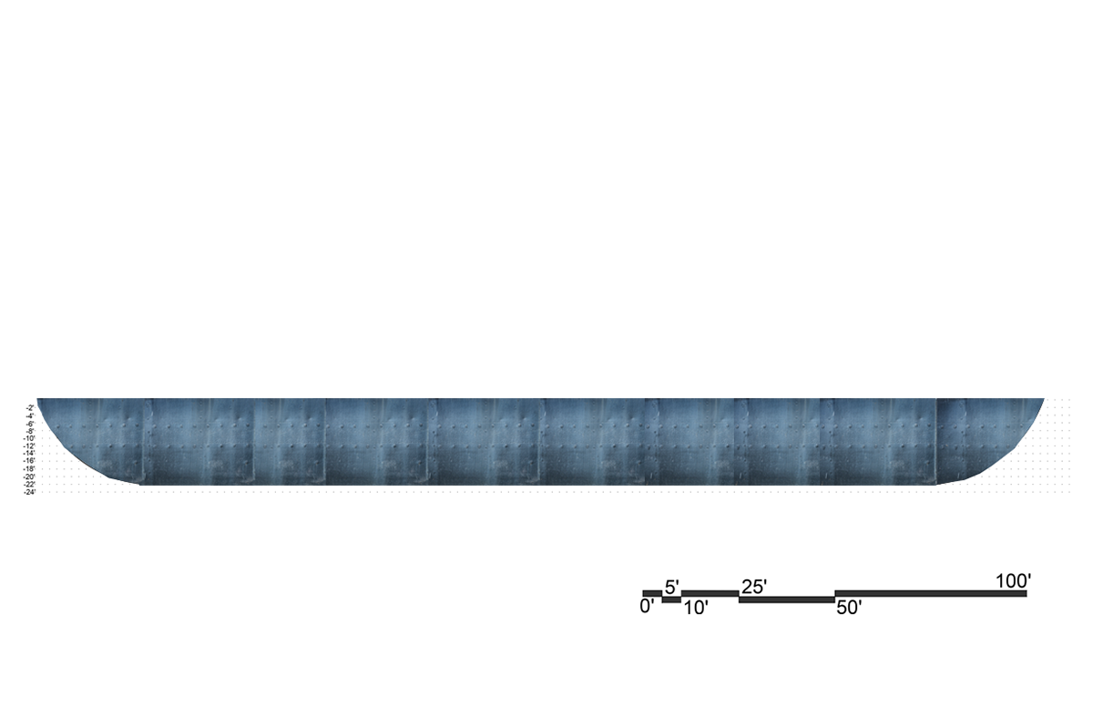 The hull of the vessel is fabricated with steel and air compartments