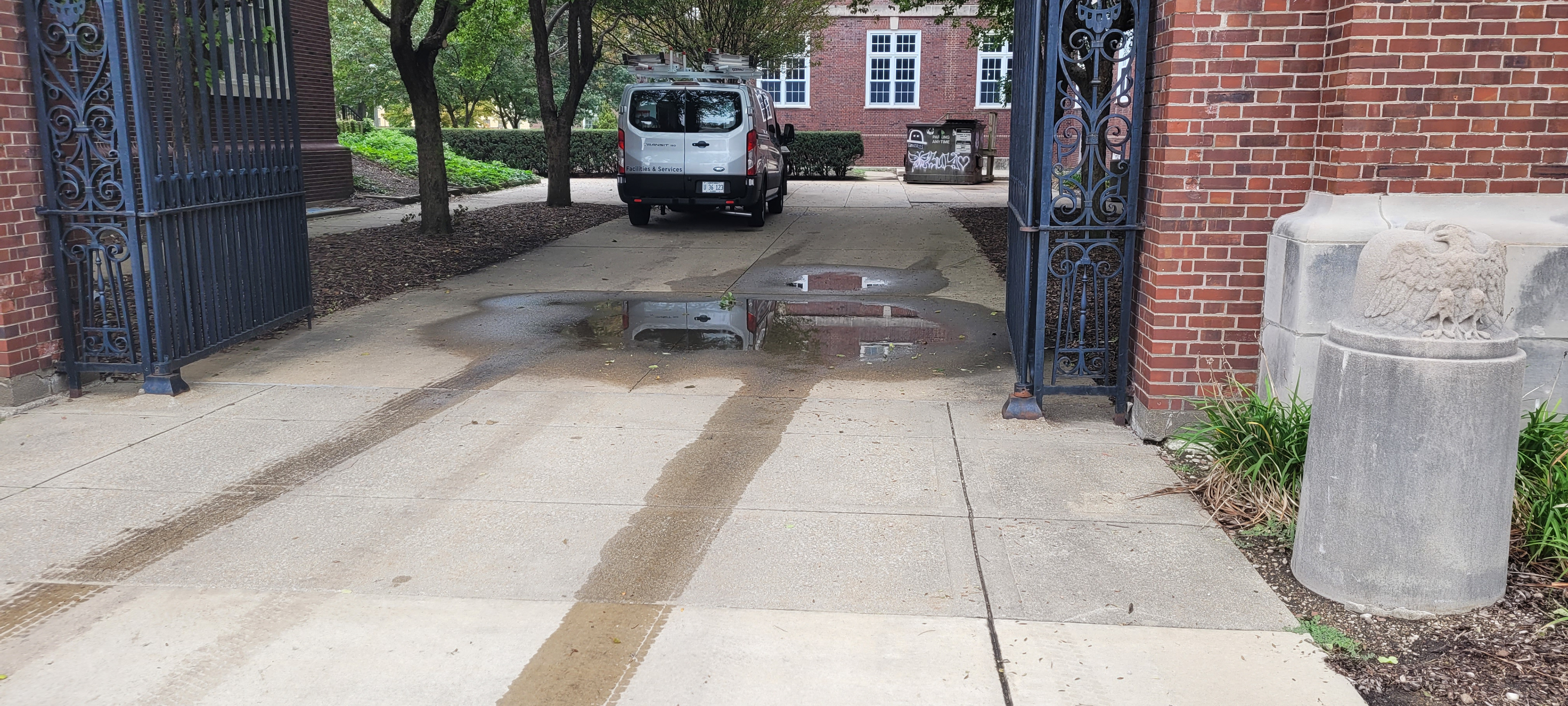 Facilities and services equipment disrupts the path of pedestrians