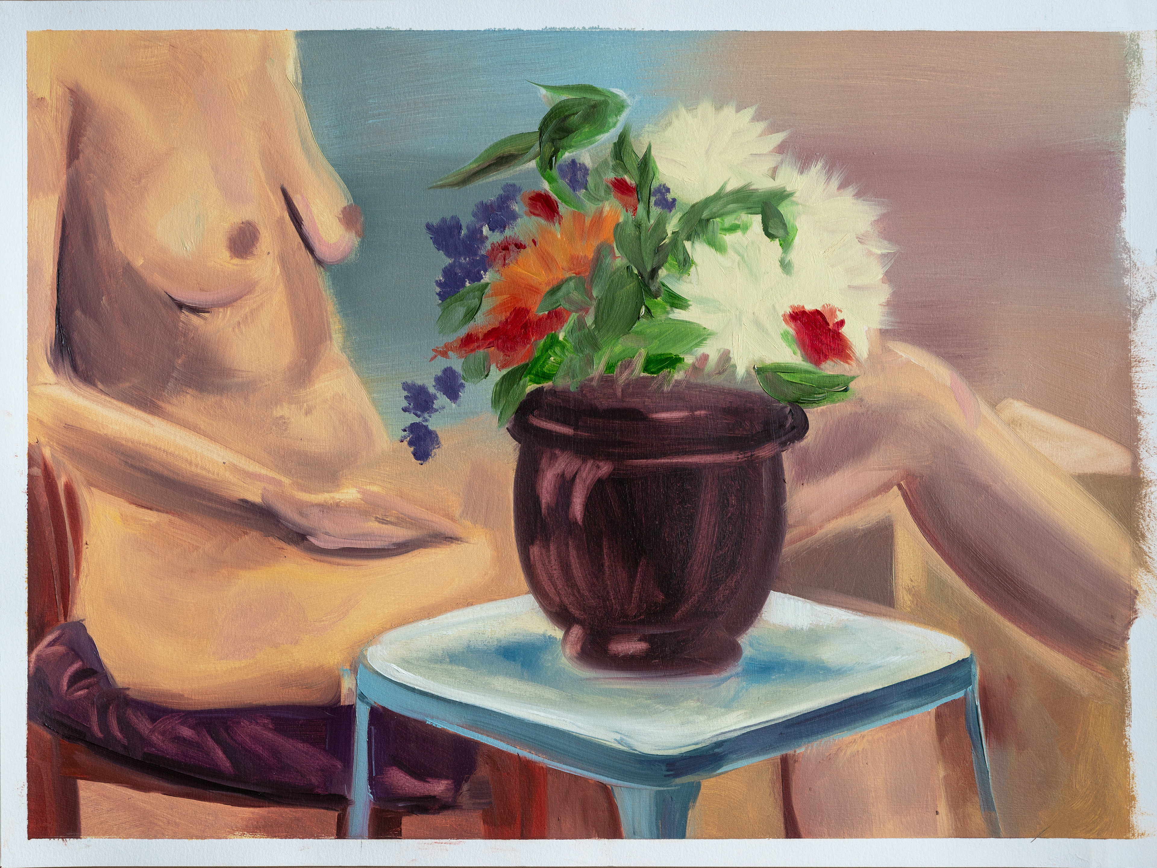 2 hour study from life, 18x24in oil on paper (2023)