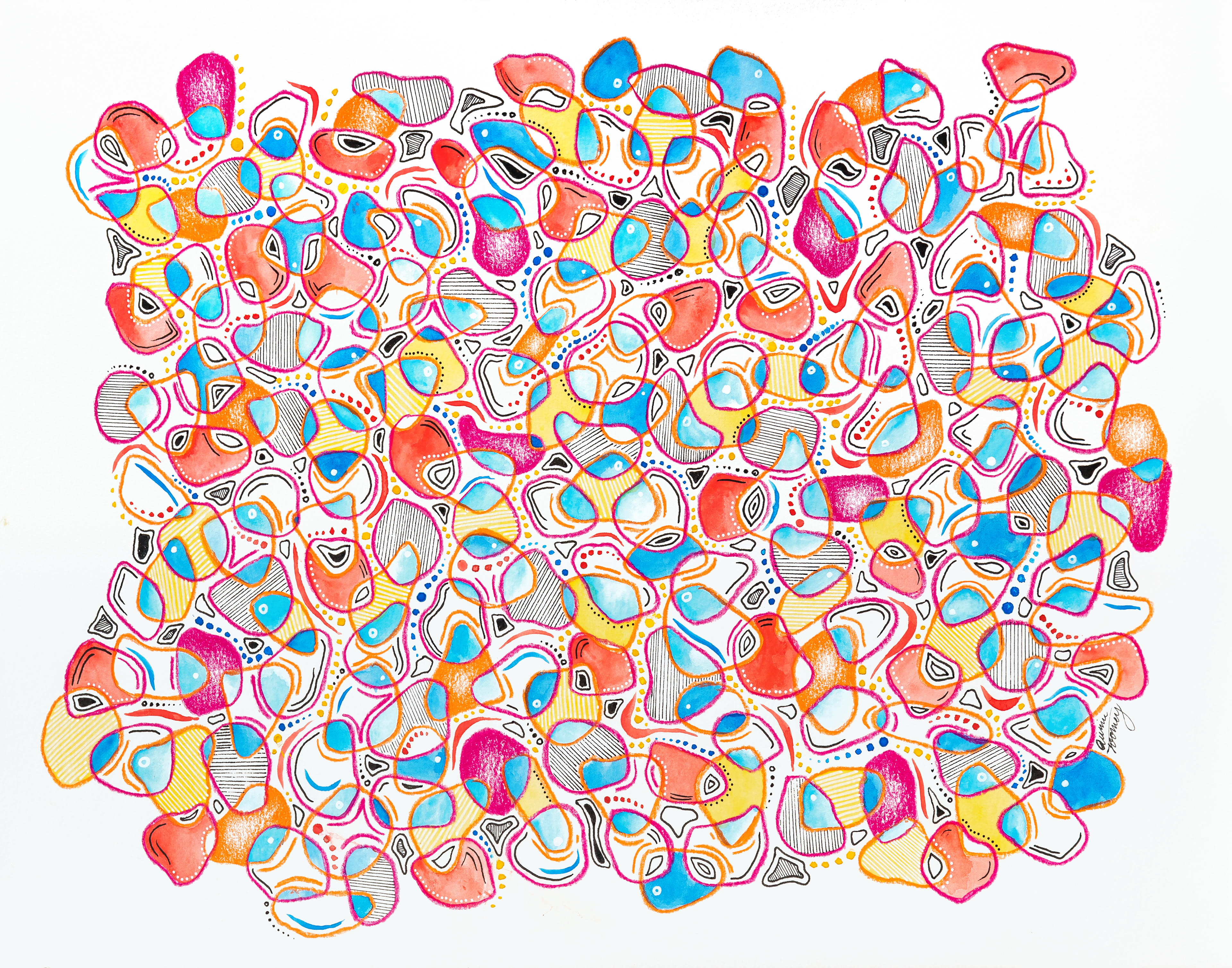 Conversations With Myself, 11x15in mixed media on paper (2024)