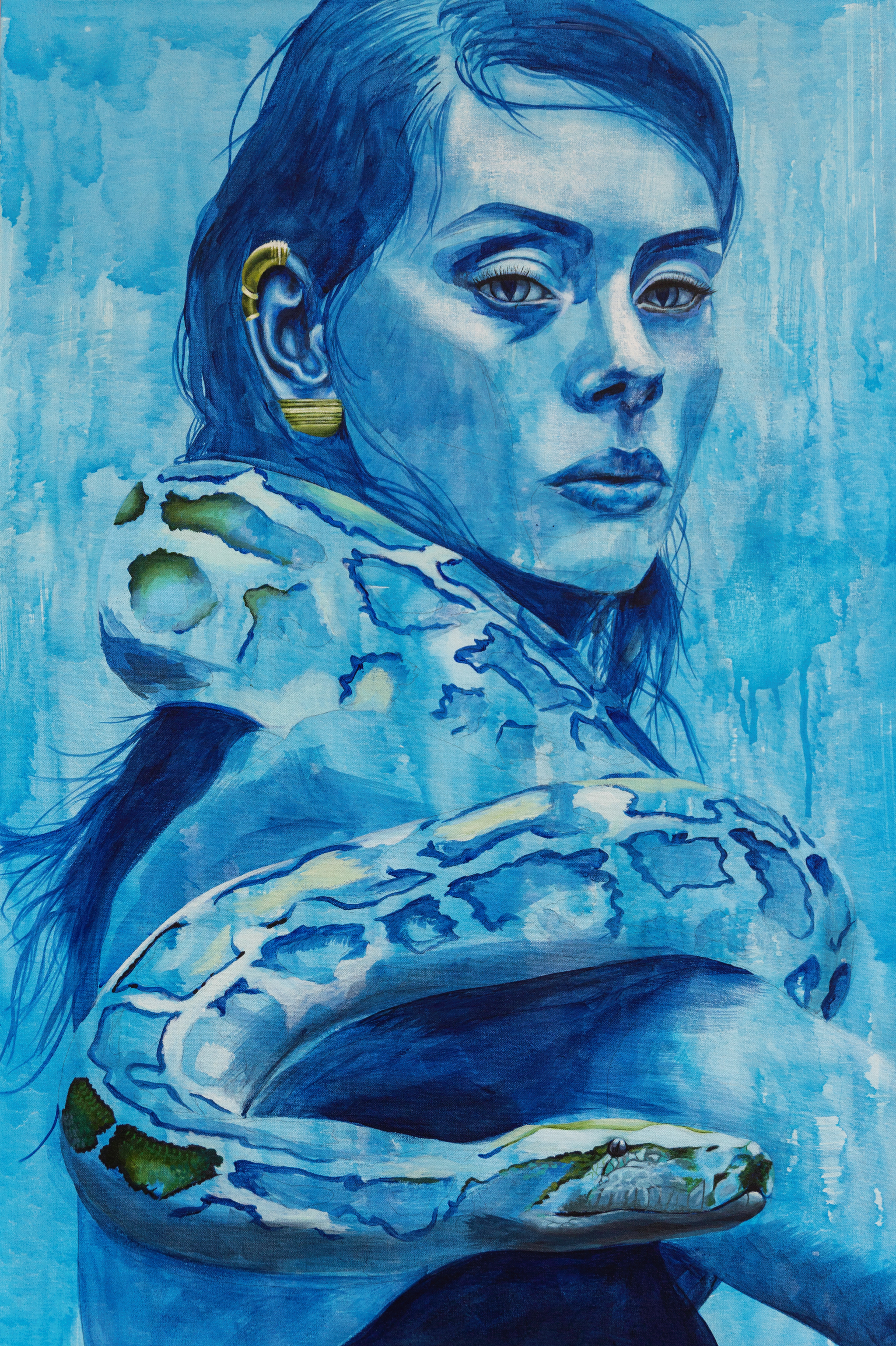 Blue Woman, 24x36in acrylic on canvas (2022)