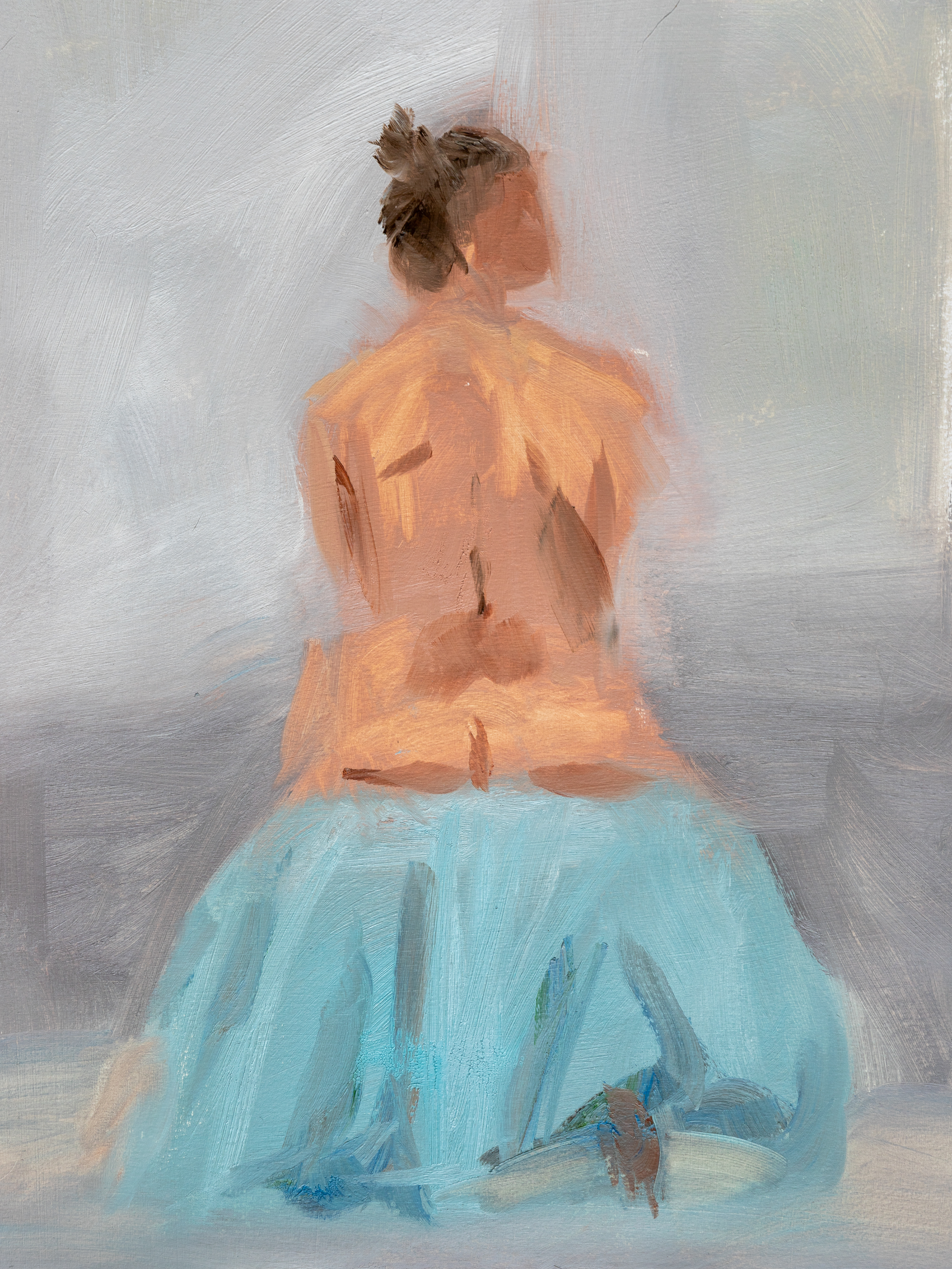 Gesture of a Woman Sitting, 18x24 oil on paper (2023)