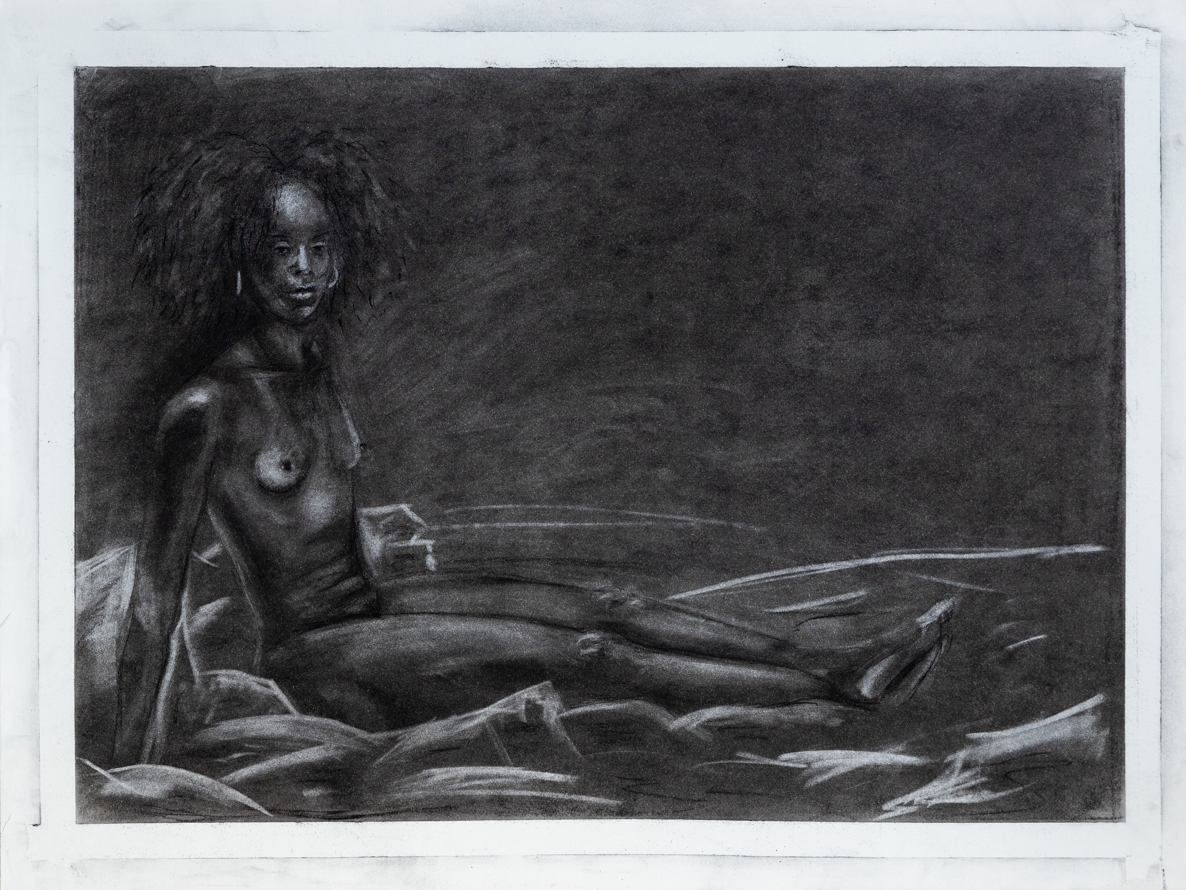 Live model study, 18x24in charcoal on paper (2022)