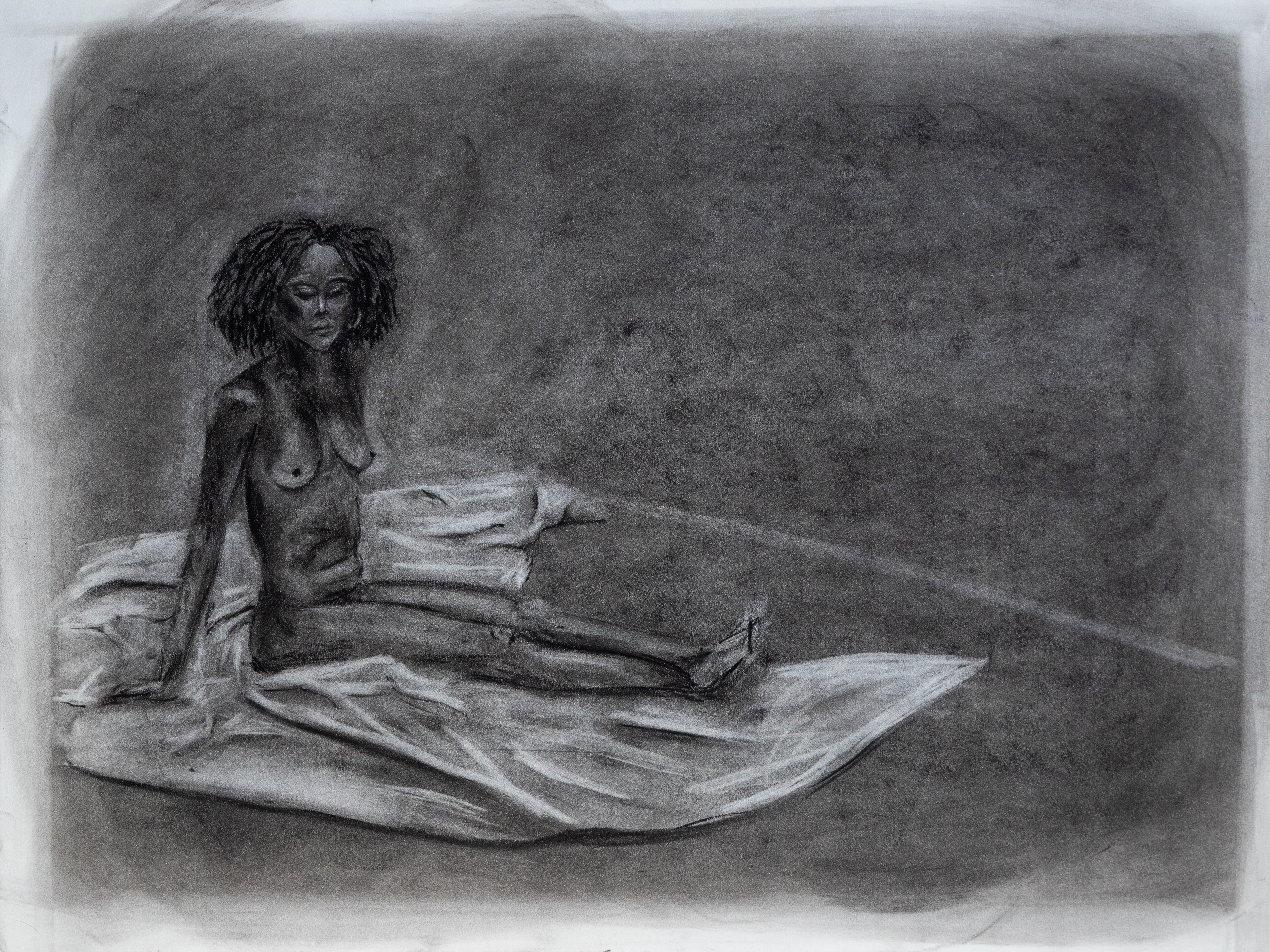 Live model study, 18x24in charcoal on paper (2022)