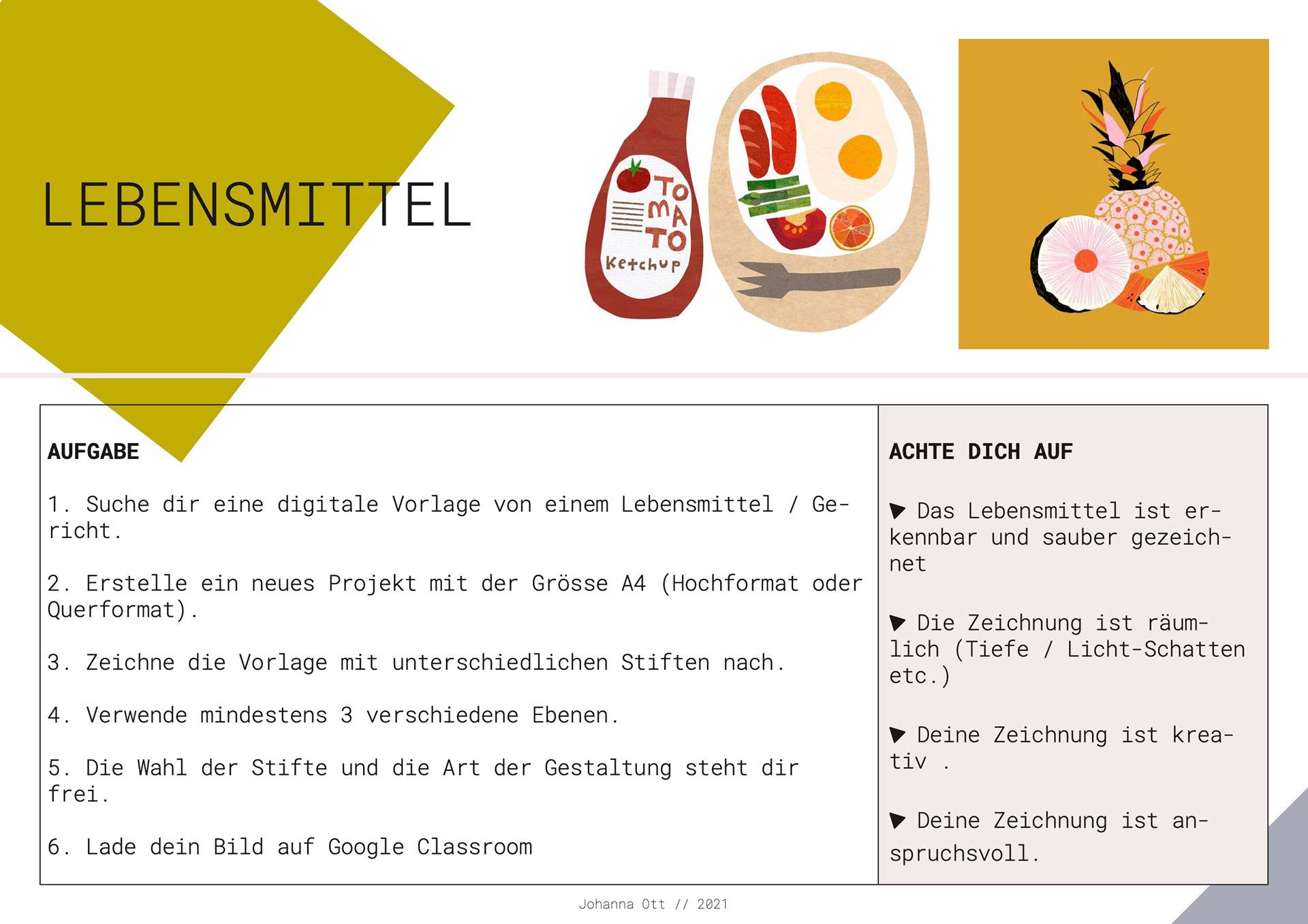 Digitales Zeichnen, Lebensmittel, 2021