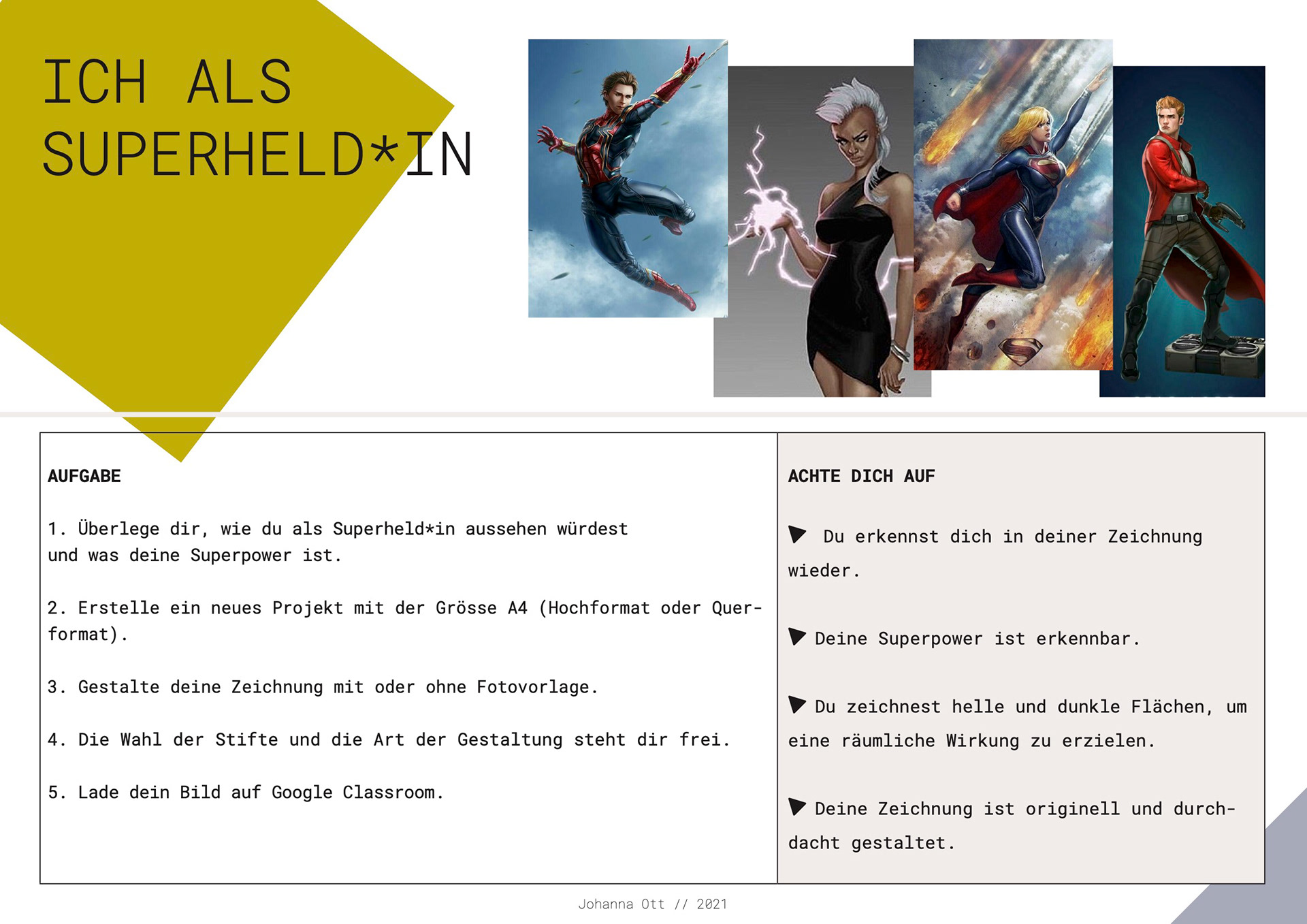 Digitales Zeichnen, Superheld*in, 2021