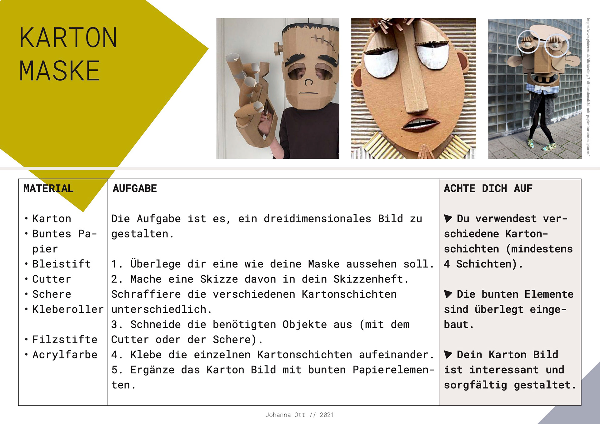 Bildnerisches Gestalten, Dreidimensionales Gestalten, 2021