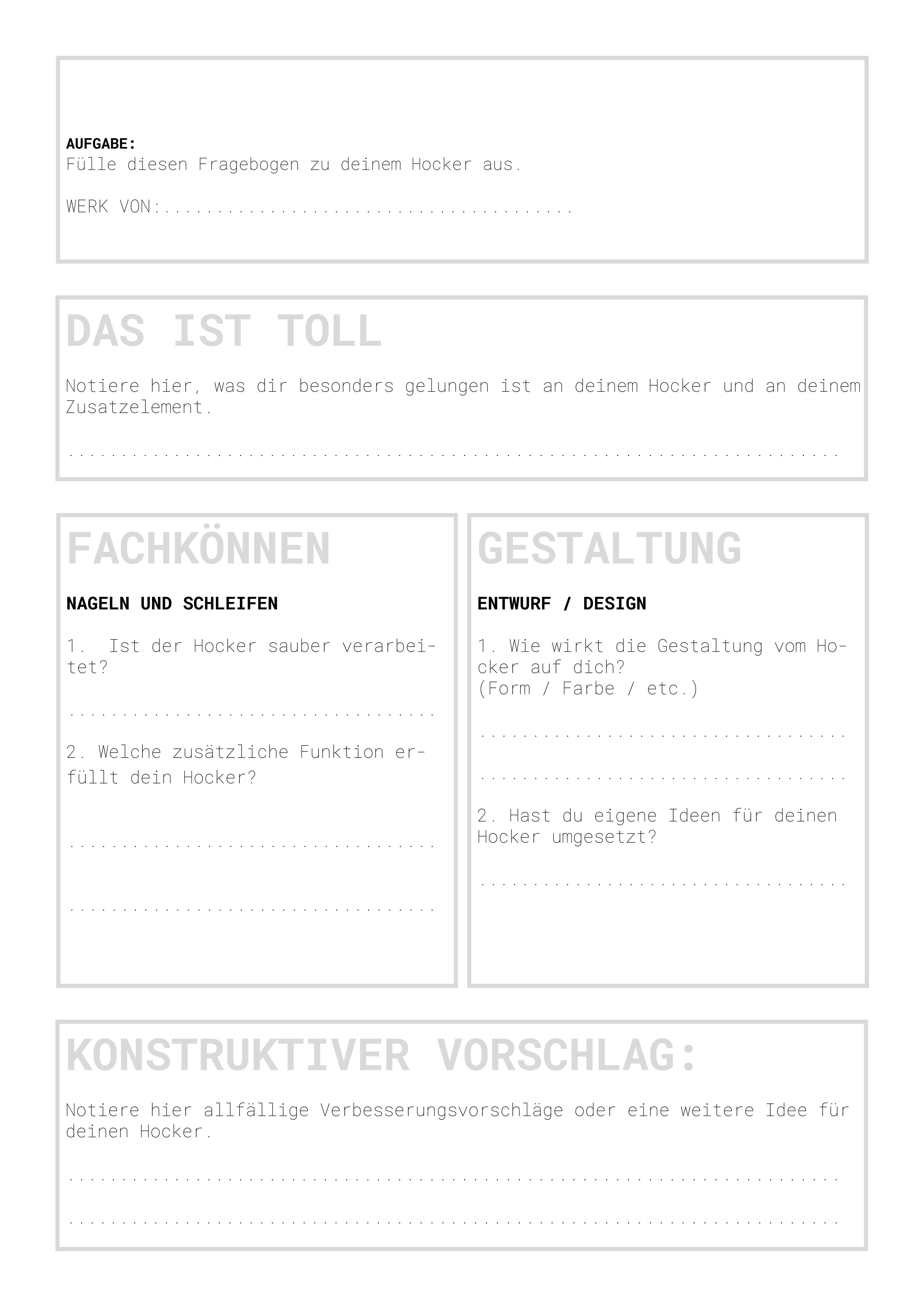 Technisches Gestalten, Kleinmöbel, 2021
