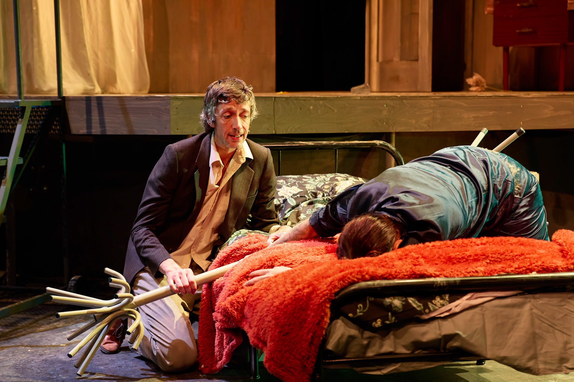 Rhinoseros by Theatr Genedlaethol Cymru.CastRhodri MeilirBethan Ellis OwenDafydd EmyrIoan GwynPriya HallEddie LaddGlyn PritchardVictoria PughCreative teamAuthor Eugène IonescoWelsh Adaptation Manon Steffan RosDirector Steffan DonnellySet and Costume Designer Cai Dyfan Lighting Designer Ceri James Sound Designer and Composer Dyfan Jones Voice Director Nia LynnMovement Director Catherine Alexander