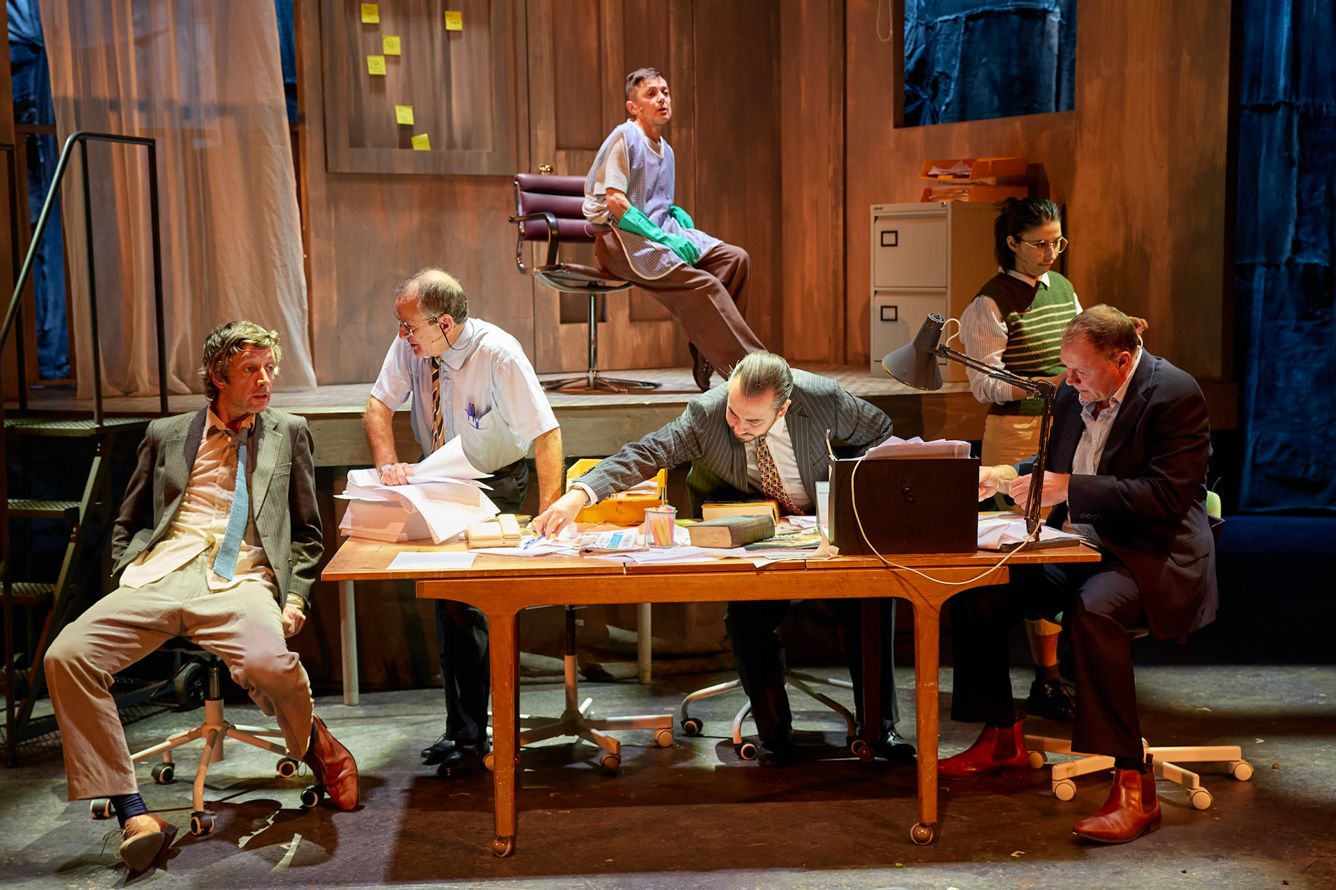 Rhinoseros by Theatr Genedlaethol Cymru.CastRhodri MeilirBethan Ellis OwenDafydd EmyrIoan GwynPriya HallEddie LaddGlyn PritchardVictoria PughCreative teamAuthor Eugène IonescoWelsh Adaptation Manon Steffan RosDirector Steffan DonnellySet and Costume Designer Cai Dyfan Lighting Designer Ceri James Sound Designer and Composer Dyfan Jones Voice Director Nia LynnMovement Director Catherine Alexander